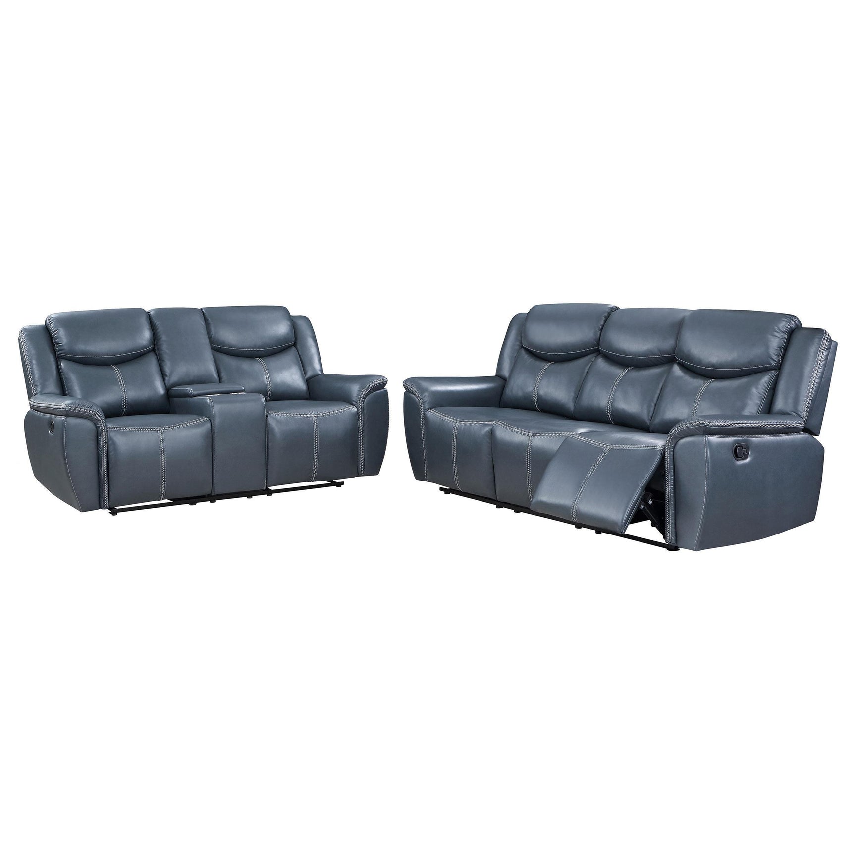 Sloane 2-piece Upholstered Reclining Sofa Set Blue 610271-S2 - Ella Furniture