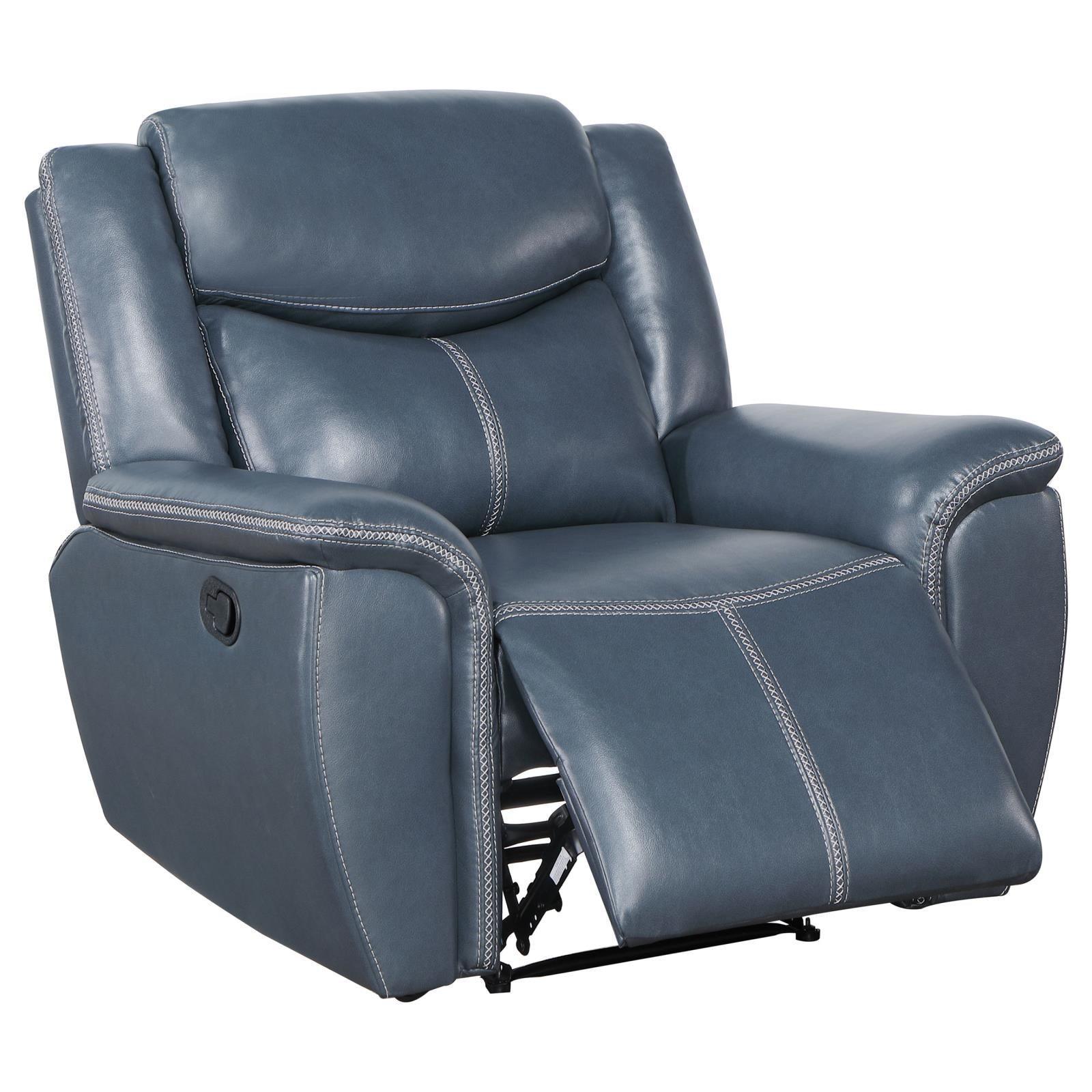 Sloane Upholstered Motion Recliner Chair Blue 610273 - Ella Furniture
