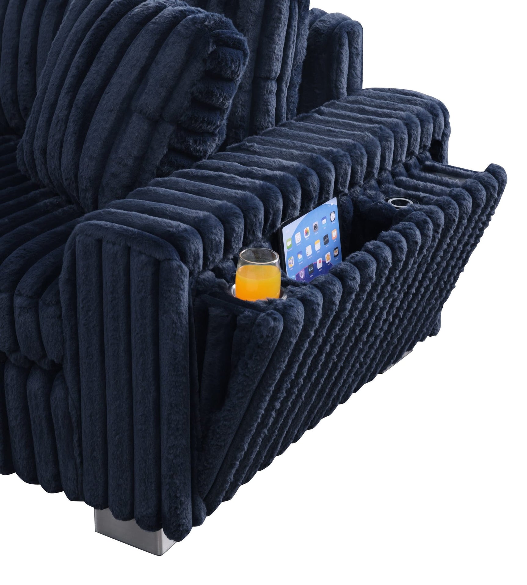 Snuggle Station Blue Reclining 6 or 7-Piece Sectional view 7