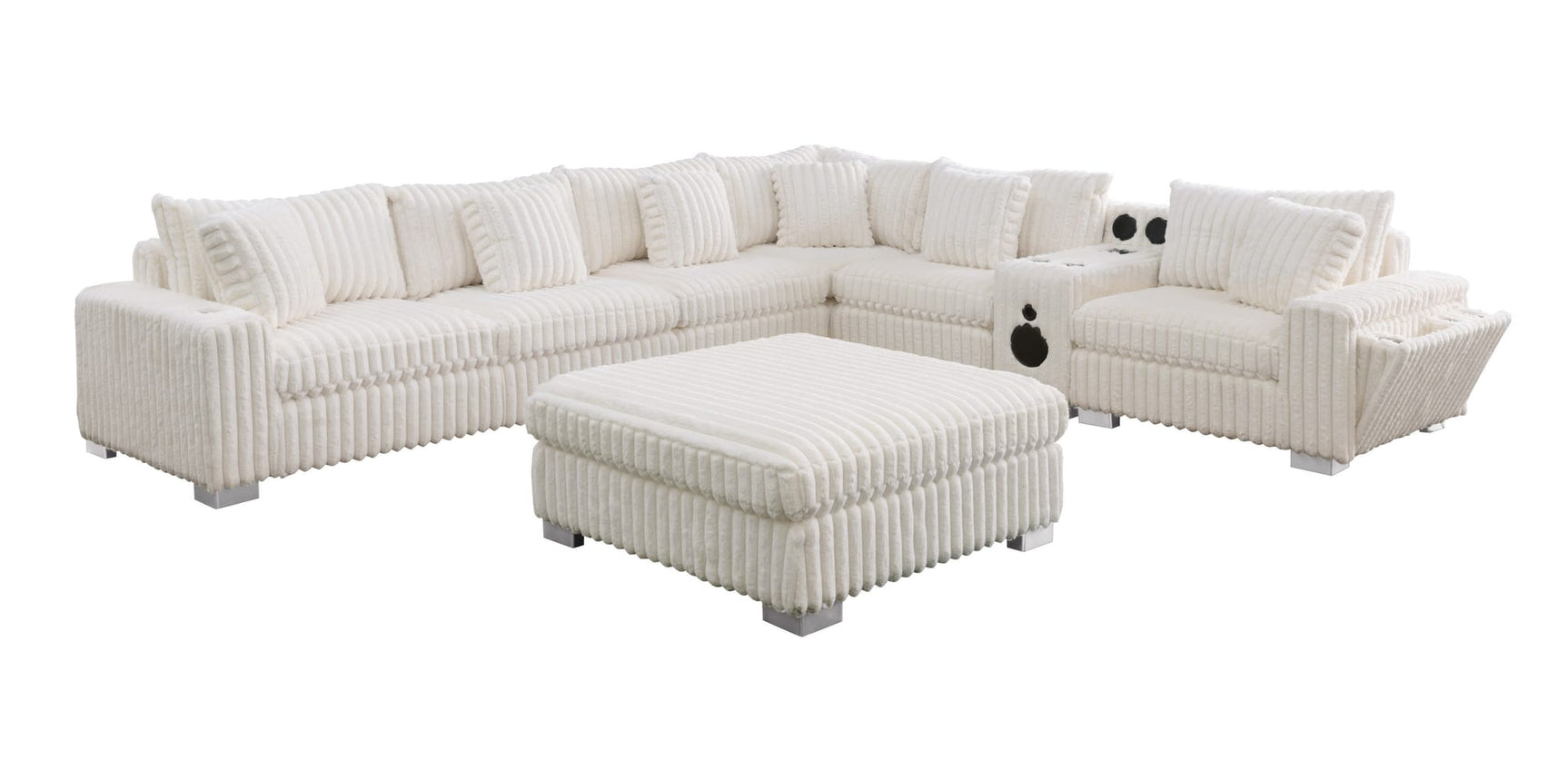 Snuggle Station Cream Reclining 6 or 7-Piece Sectional view 10