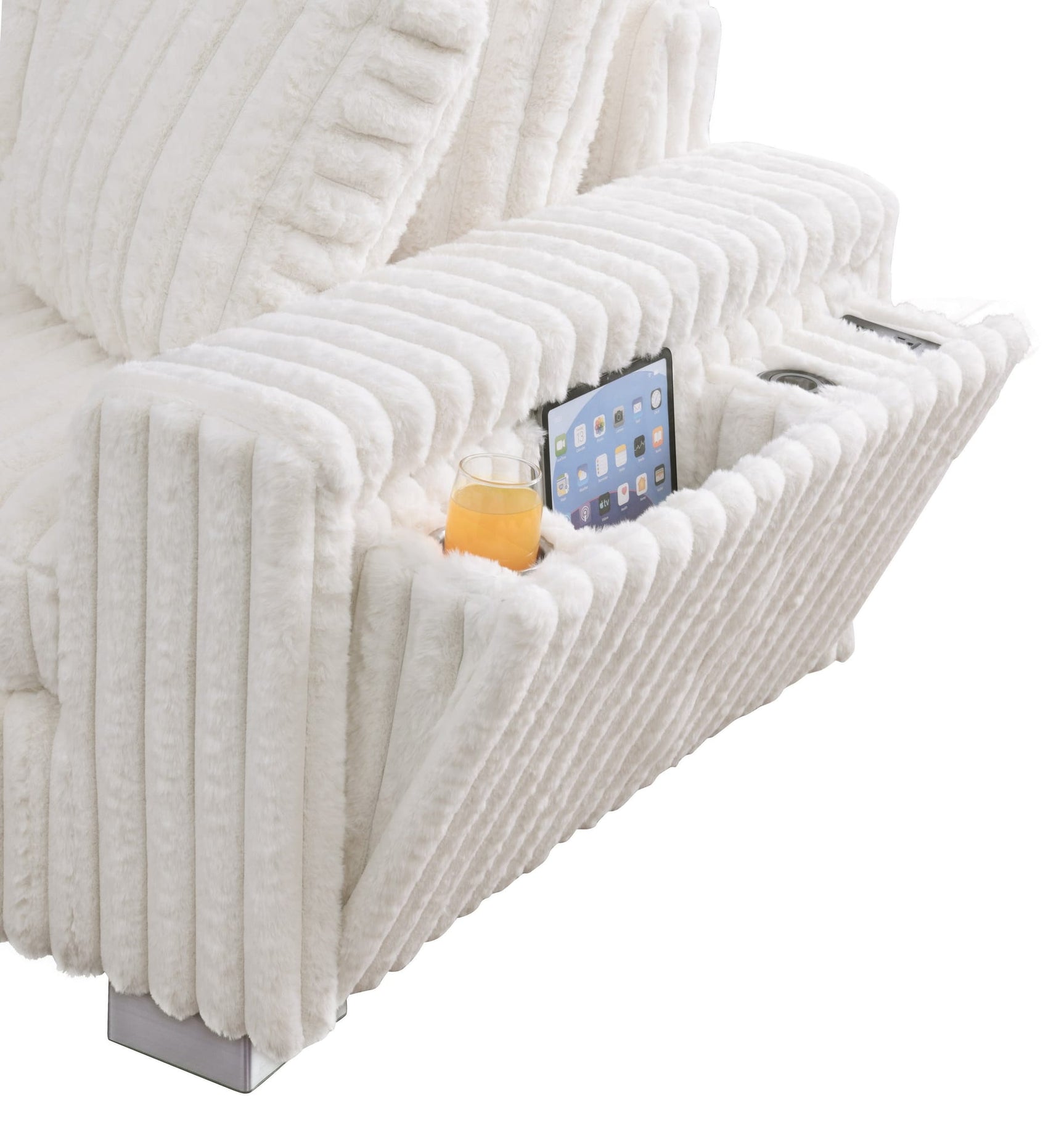 Snuggle Station Cream Reclining 6 or 7-Piece Sectional view 12