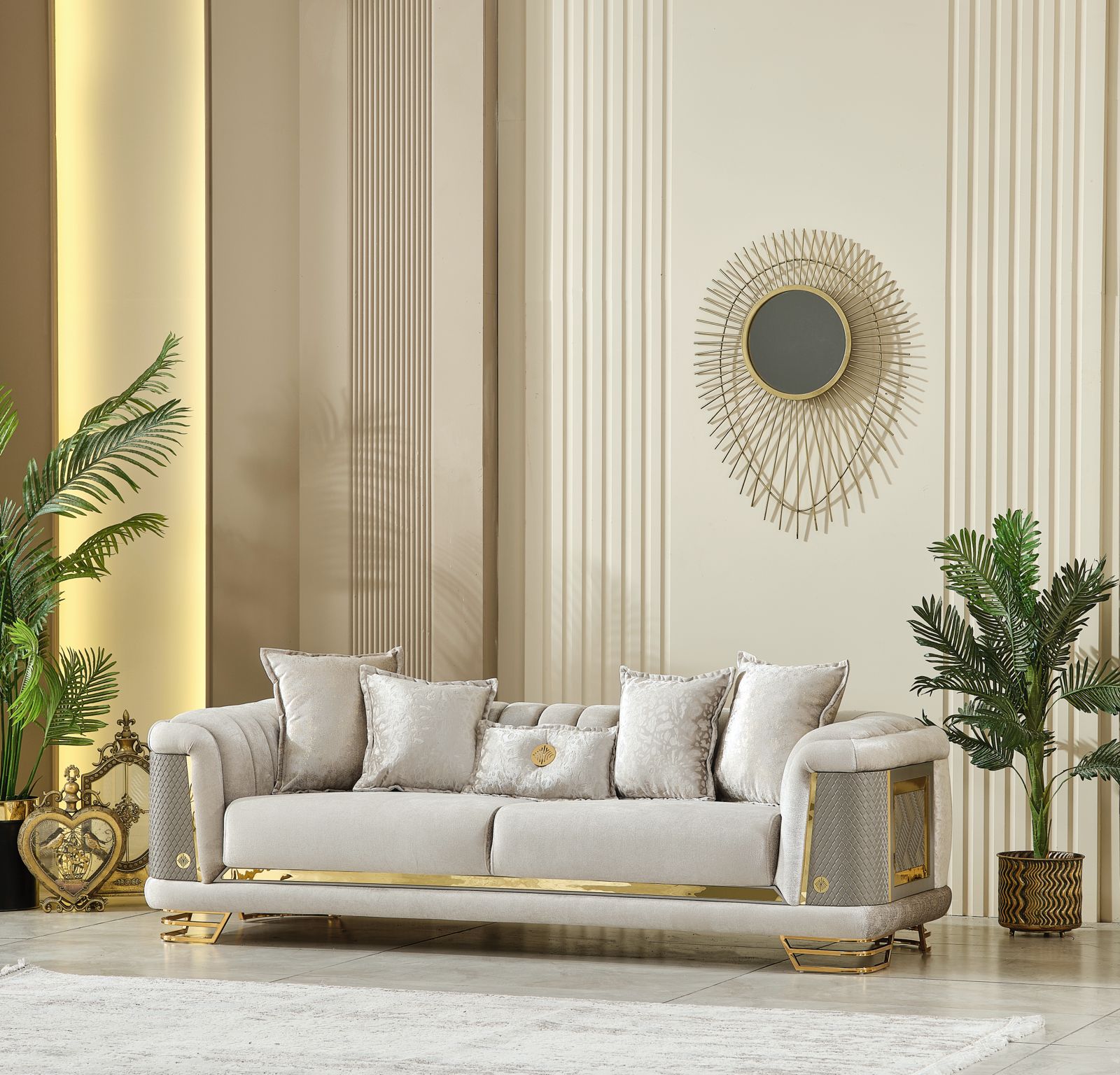 Romance Light Gray Living Room Set