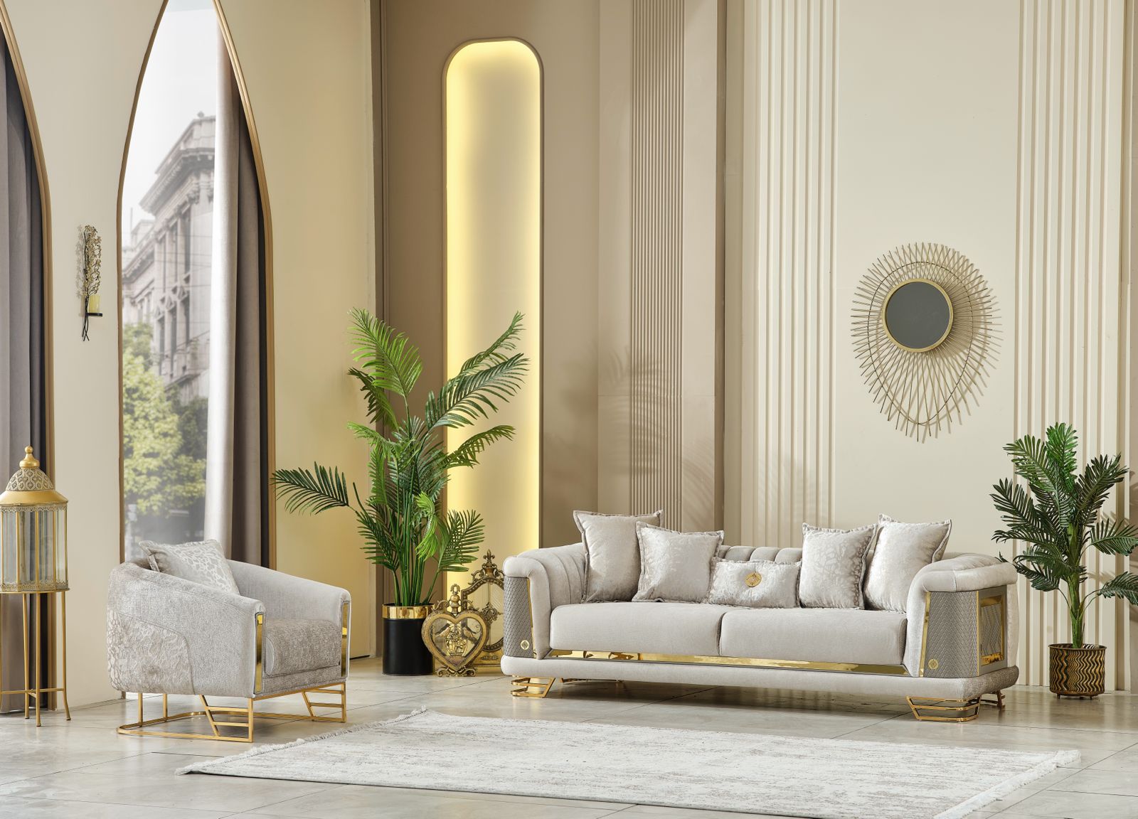 Romance Light Gray Living Room Set