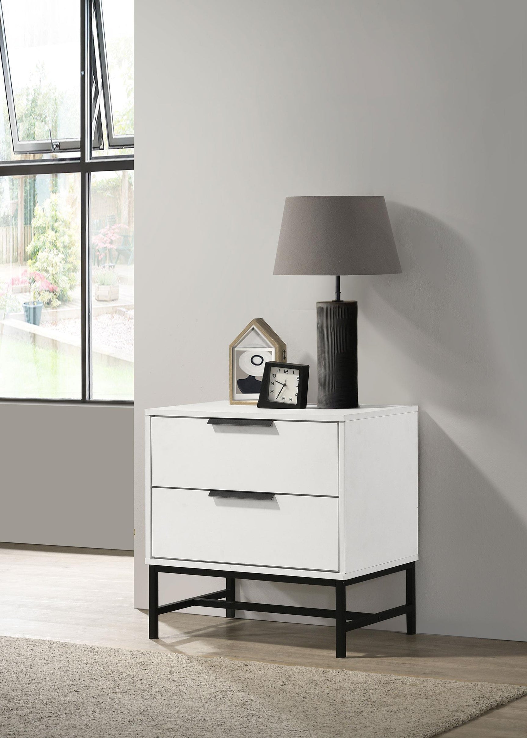 Sonora 2-drawer Nightstand Bedside Table White 224862 - Ella Furniture