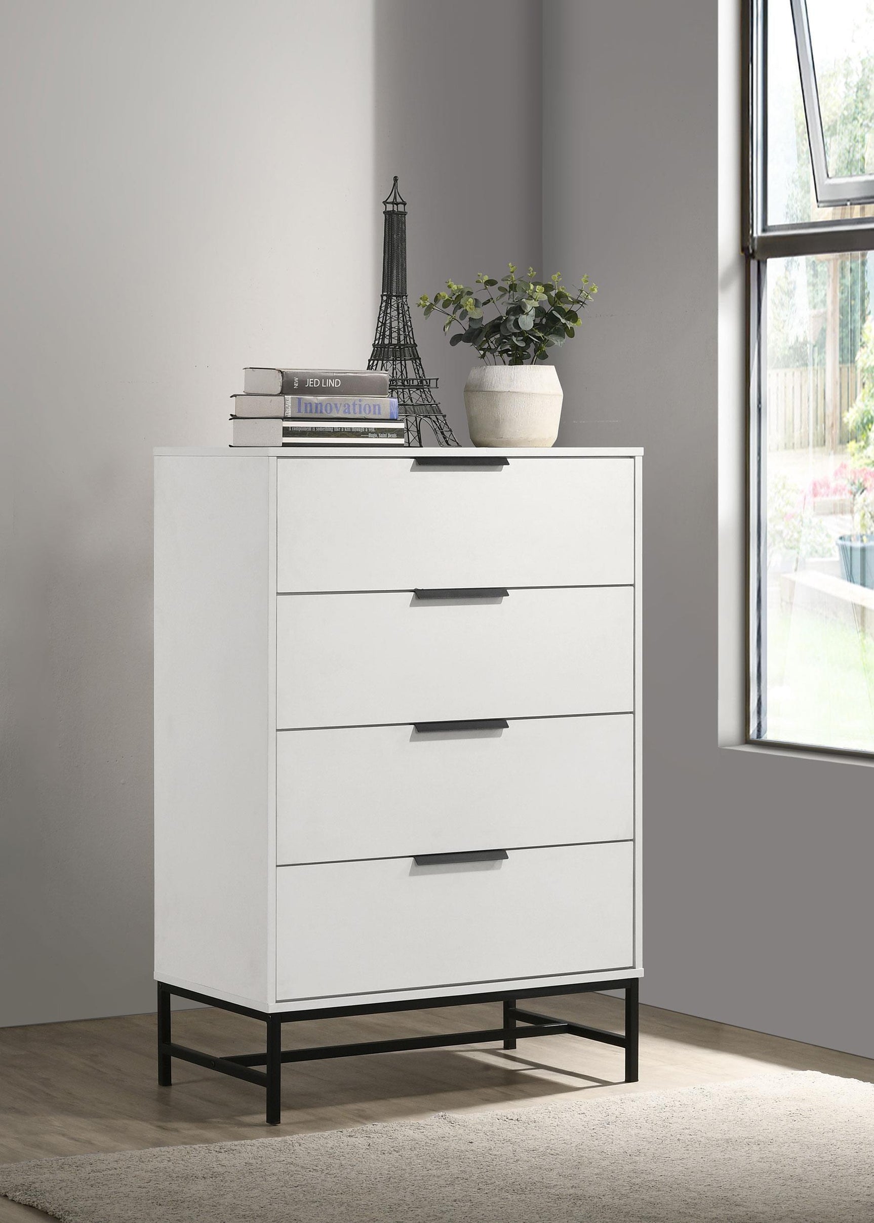 Sonora 4-drawer Bedroom Chest White 224865 - Ella Furniture