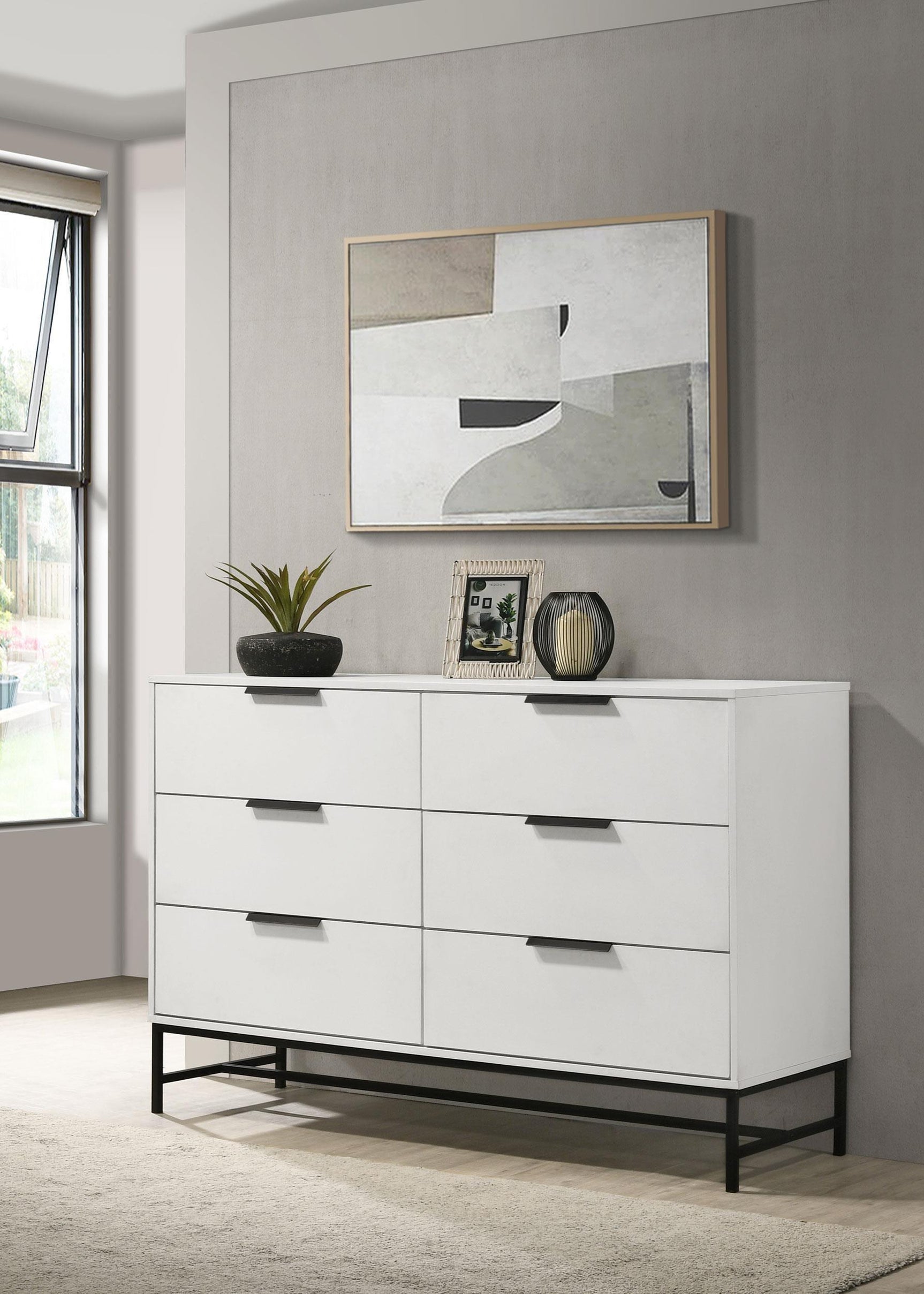 Sonora 6-drawer Bedroom Dresser White 224863 - Ella Furniture