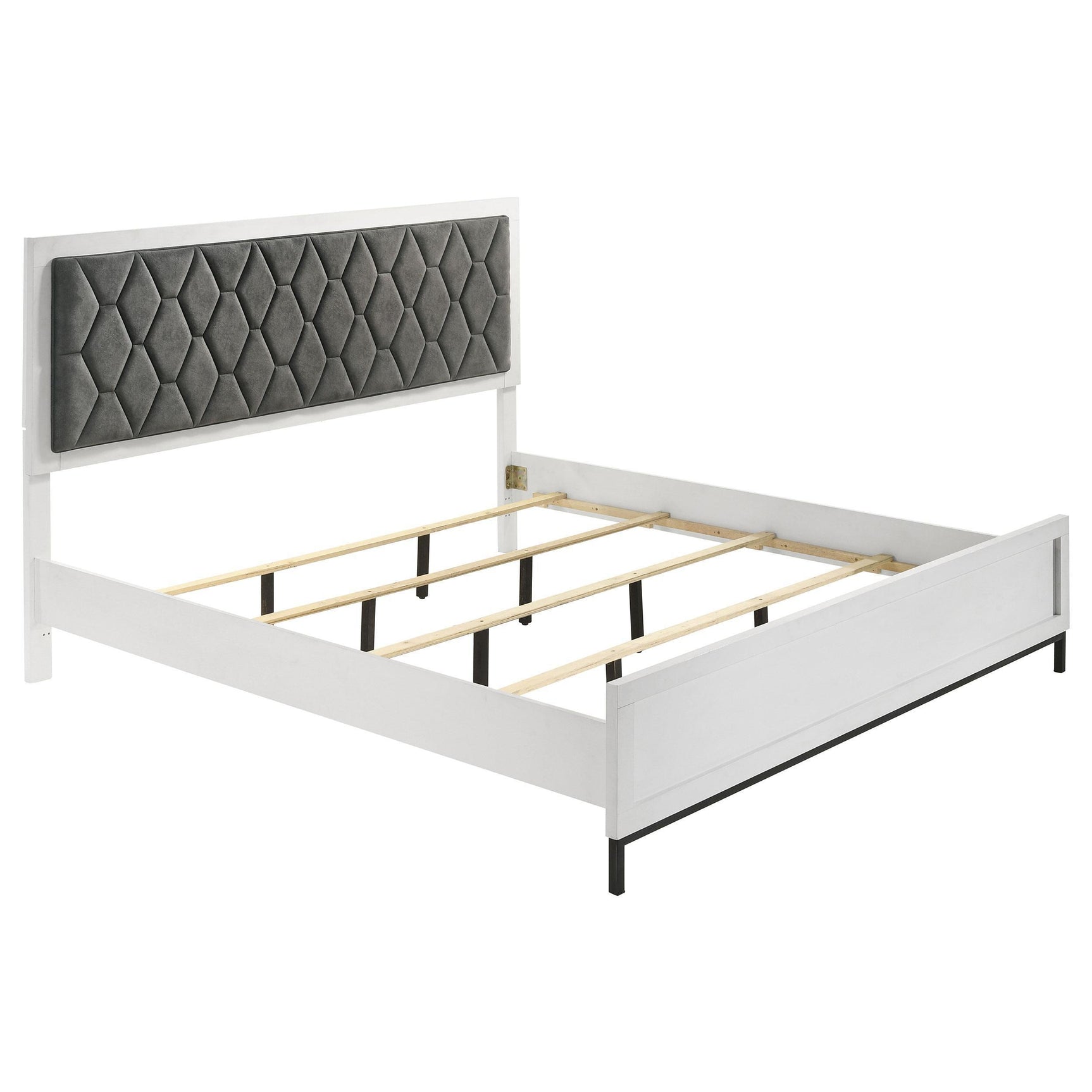 Sonora Eastern King Upholstered Panel Bed White 224861KE - Ella Furniture