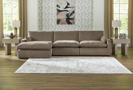 Sophie Cocoa Velvet 3-Piece Sectional Sofa Chaise - Ella Furniture