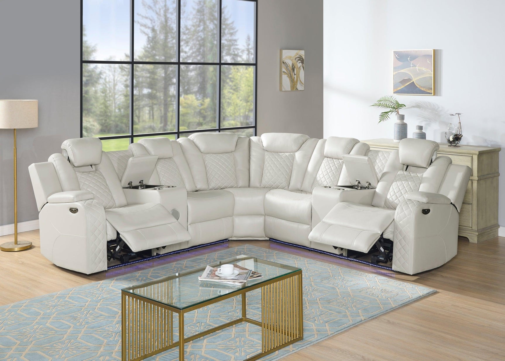 Spaceship Sand Power Reclining Sectional - Ella Furniture