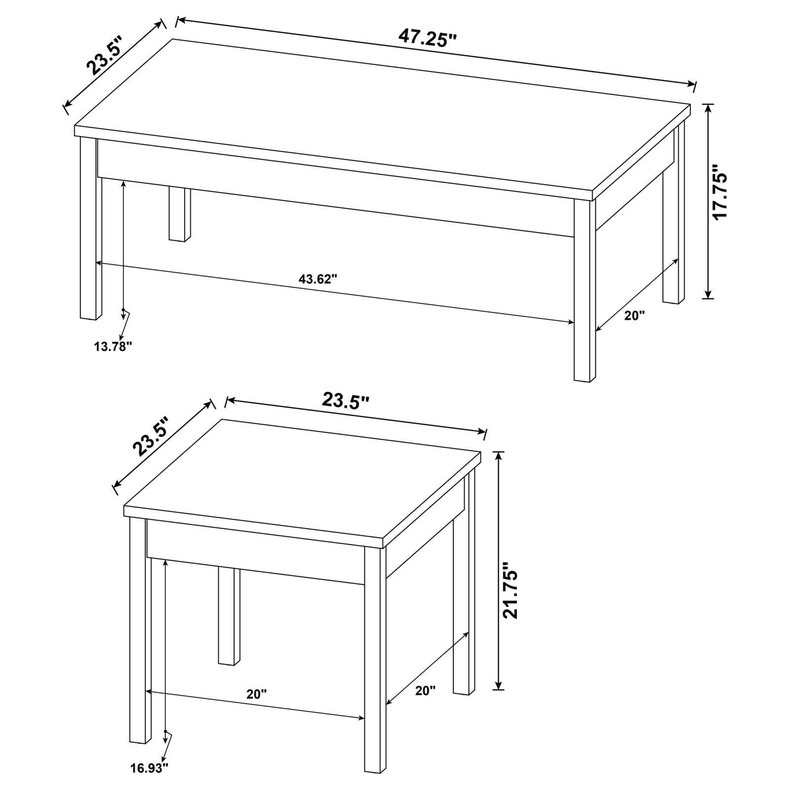 Stacie 3-Piece Composite Wood Coffee Table Set Antique Pine And White 709950 - Ella Furniture