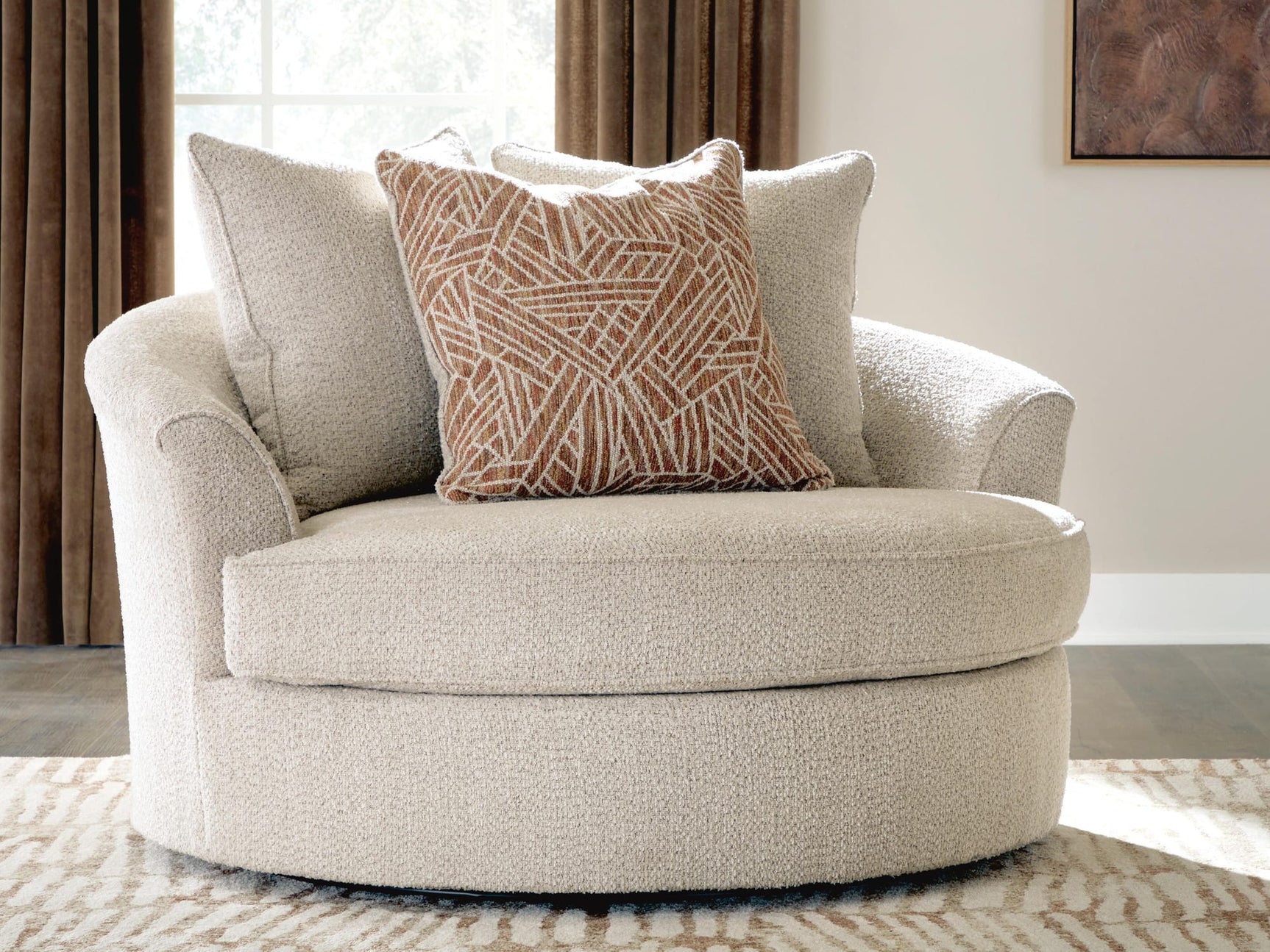 Steelwater Retreat Latte Chenille Oversized Swivel Accent Chair from Ella Furniture
