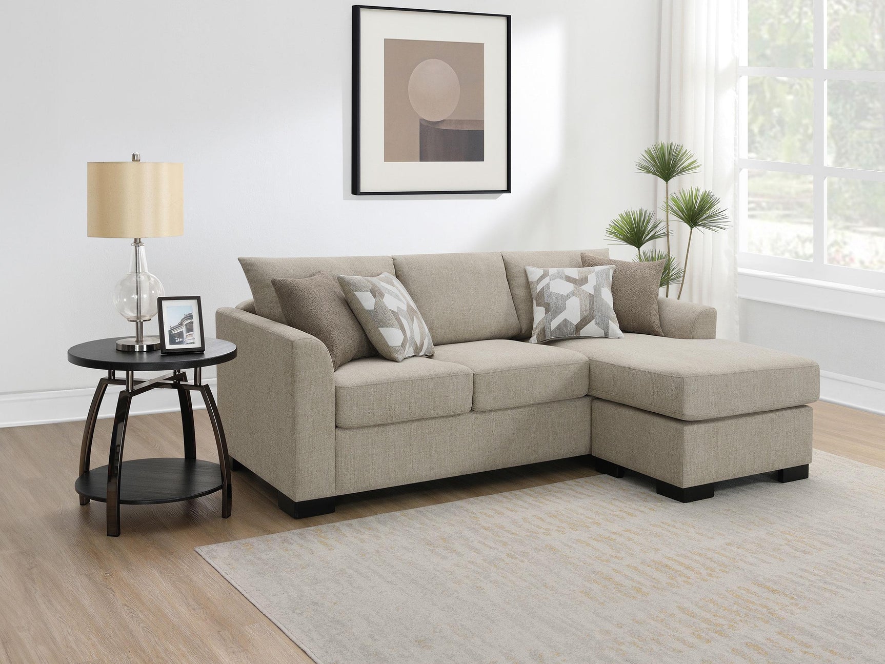 Storey Upholstered Sleeper Sectional Chaise Sofa Camel 504778 - Ella Furniture