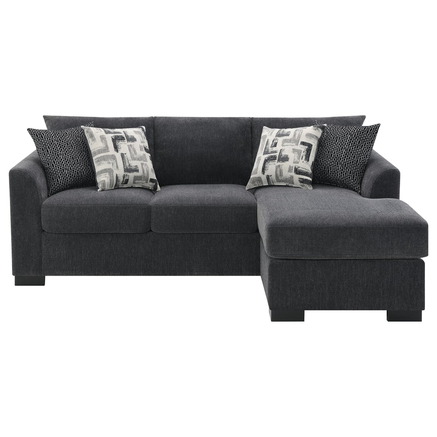 Storey Upholstered Sleeper Sectional Chaise Sofa Dark Grey 504777 - Ella Furniture
