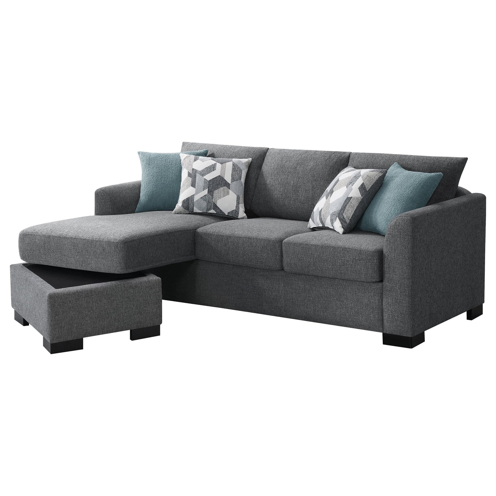 Storey Upholstered Sleeper Sectional Chaise Sofa Grey 504779 - Ella Furniture