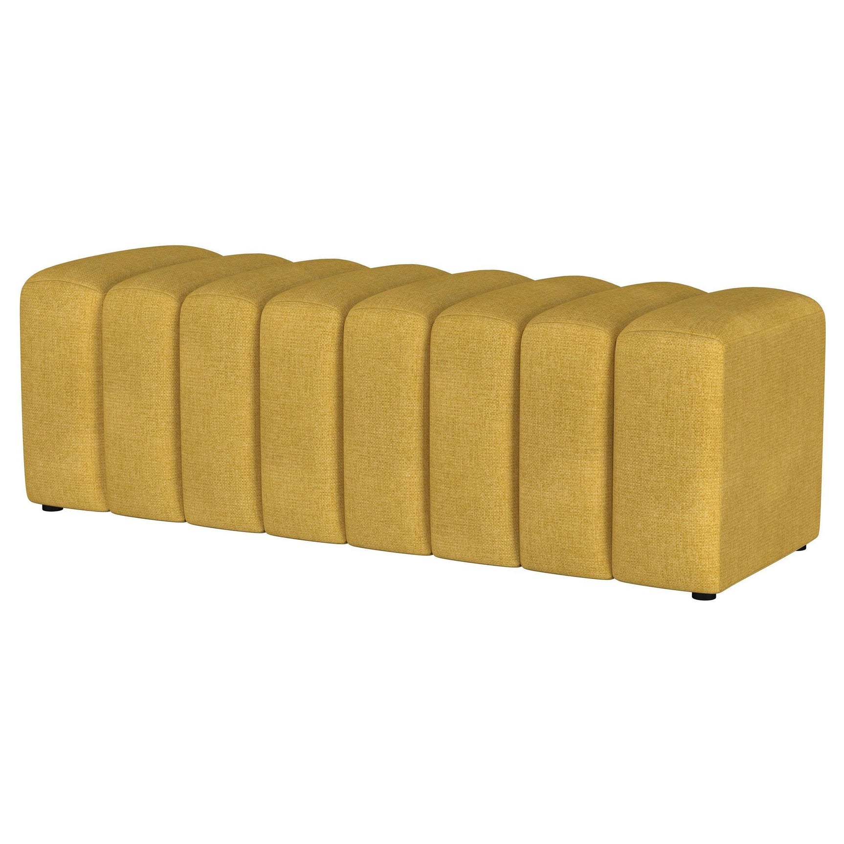 Summer Fabric Upholstered Tufted Accent Bench Mustard Yellow 910292 - Ella Furniture