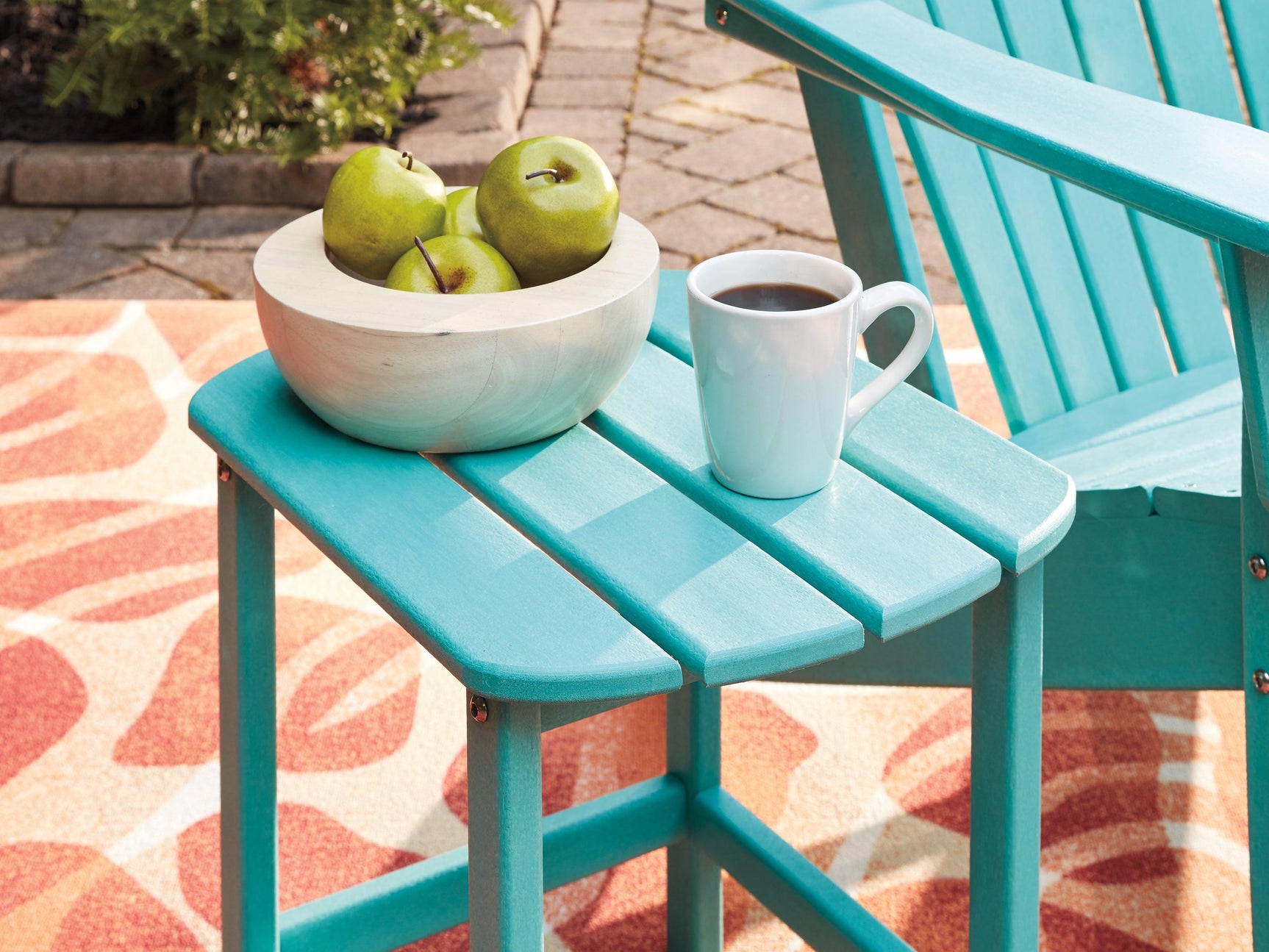 Sundown Turquoise Treasure Outdoor Chair With End Table - Ella Furniture
