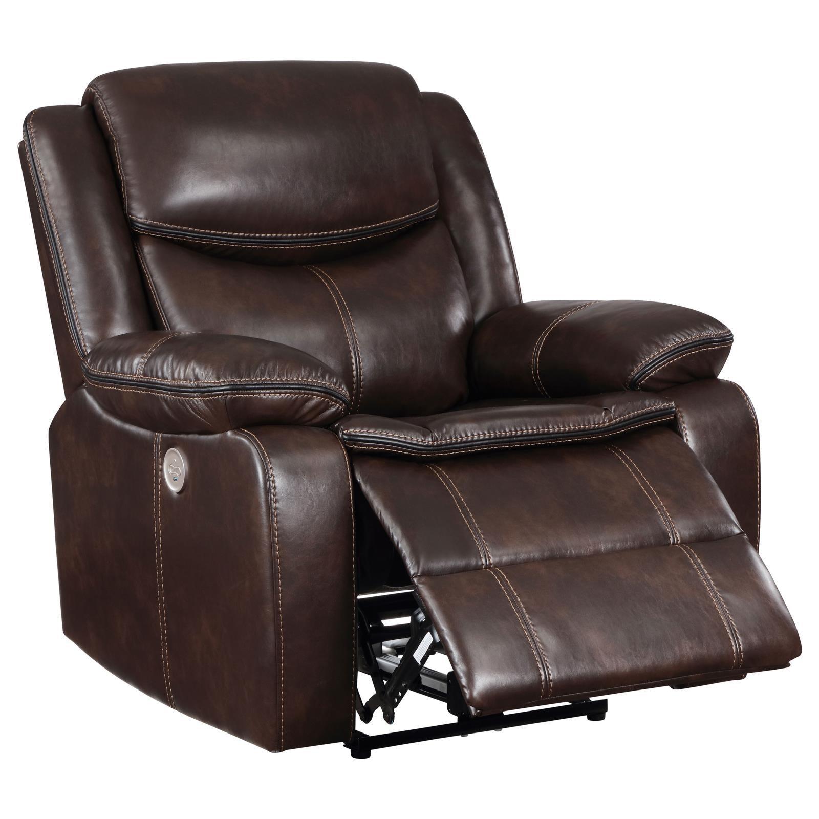Sycamore Upholstered Power Recliner Chair Dark Brown 610193P - Ella Furniture