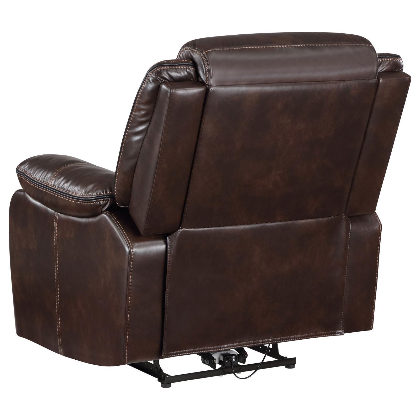 Sycamore Upholstered Power Recliner Chair Dark Brown 610193P - Ella Furniture