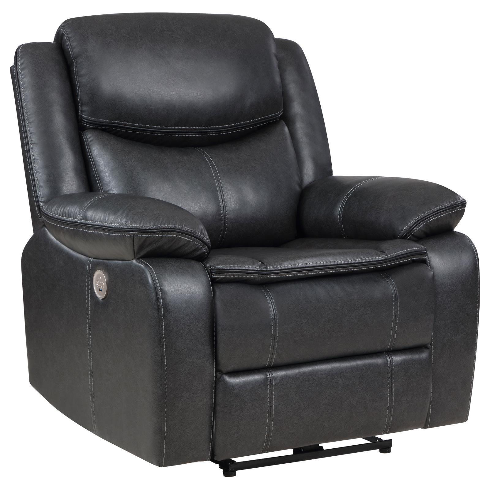 Sycamore Upholstered Power Recliner Chair Dark Grey 610233P - Ella Furniture