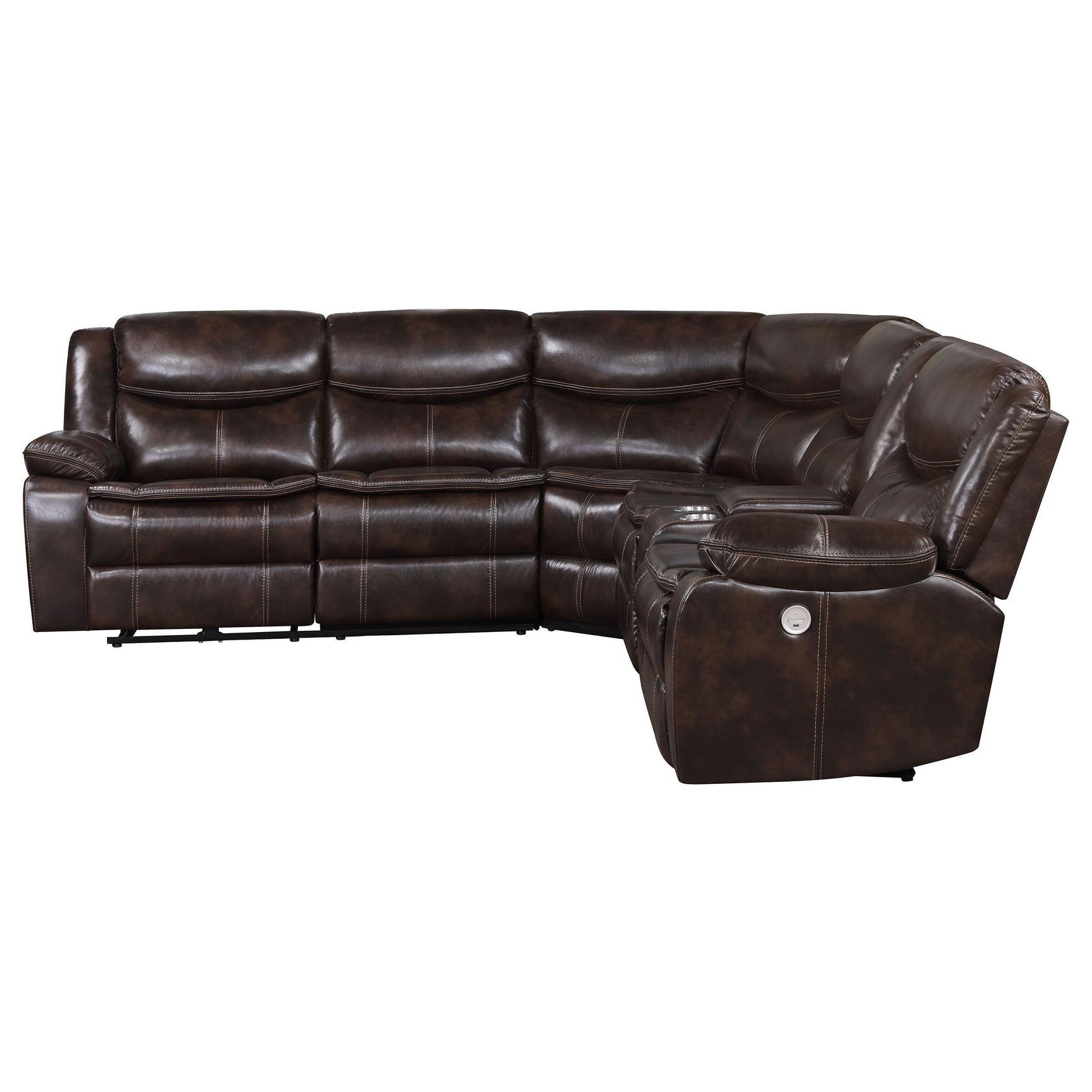 Sycamore Upholstered Power Reclining Sectional Sofa Brown 610190P - Ella Furniture