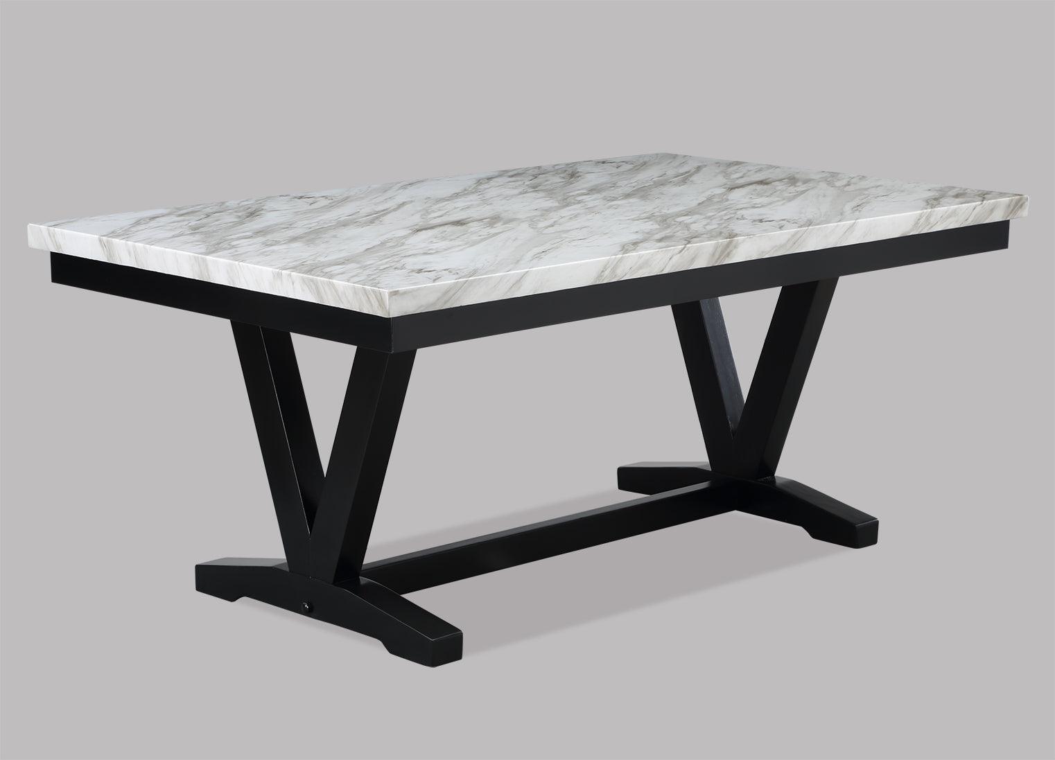 Tanner White/Black Faux Marble Modern Wood And Veneers Dining Room Set - Ella Furniture