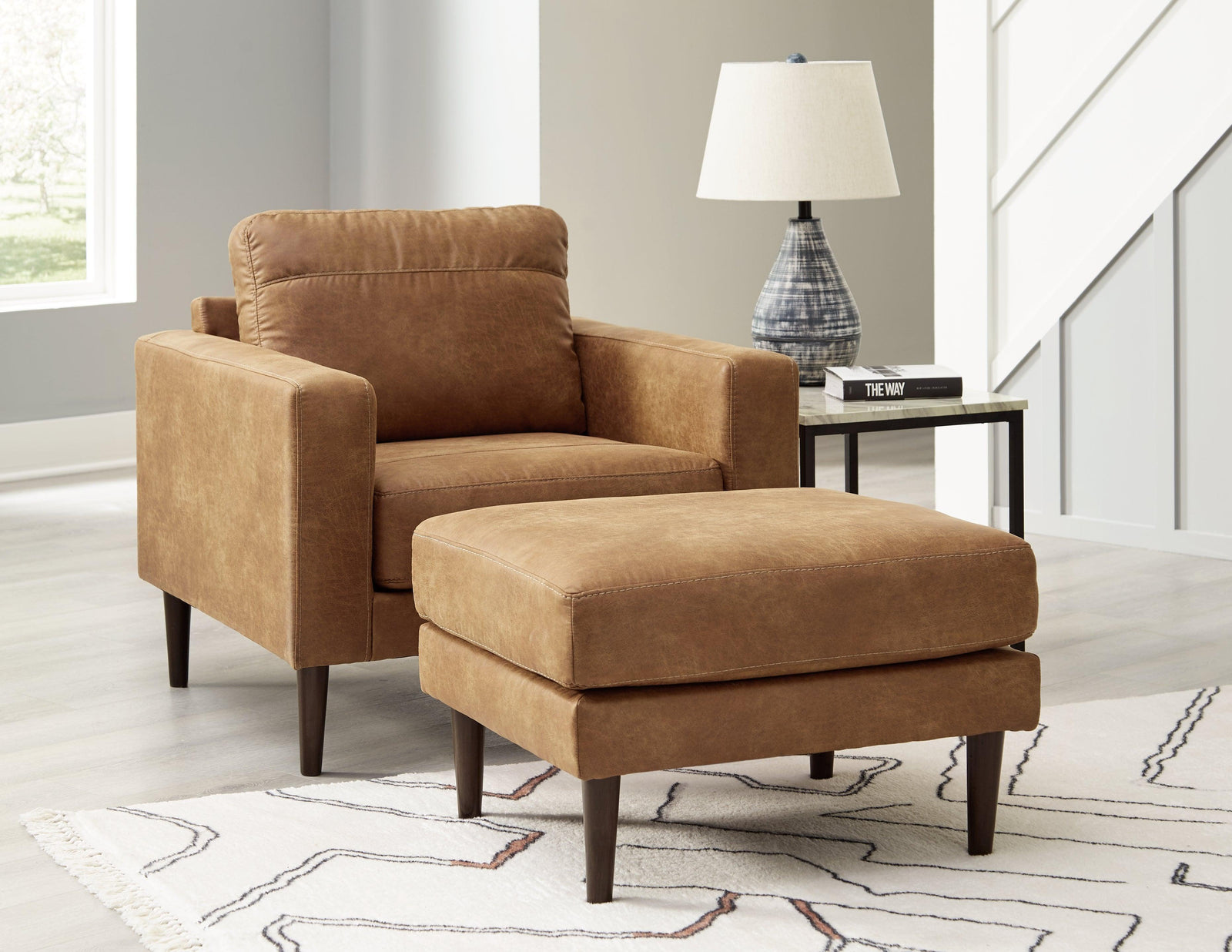 Telora Caramel Chair And Ottoman - Ella Furniture
