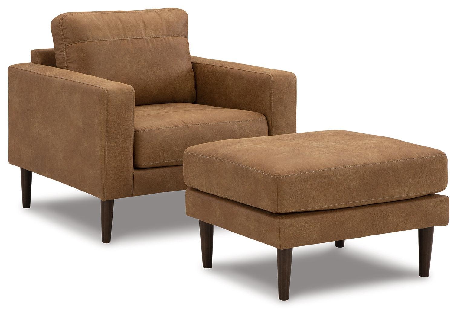 Telora Caramel Chair And Ottoman - Ella Furniture