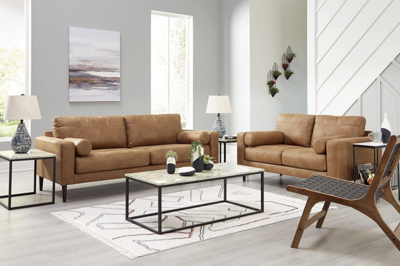 Telora Caramel Sofa And Loveseat - Ella Furniture