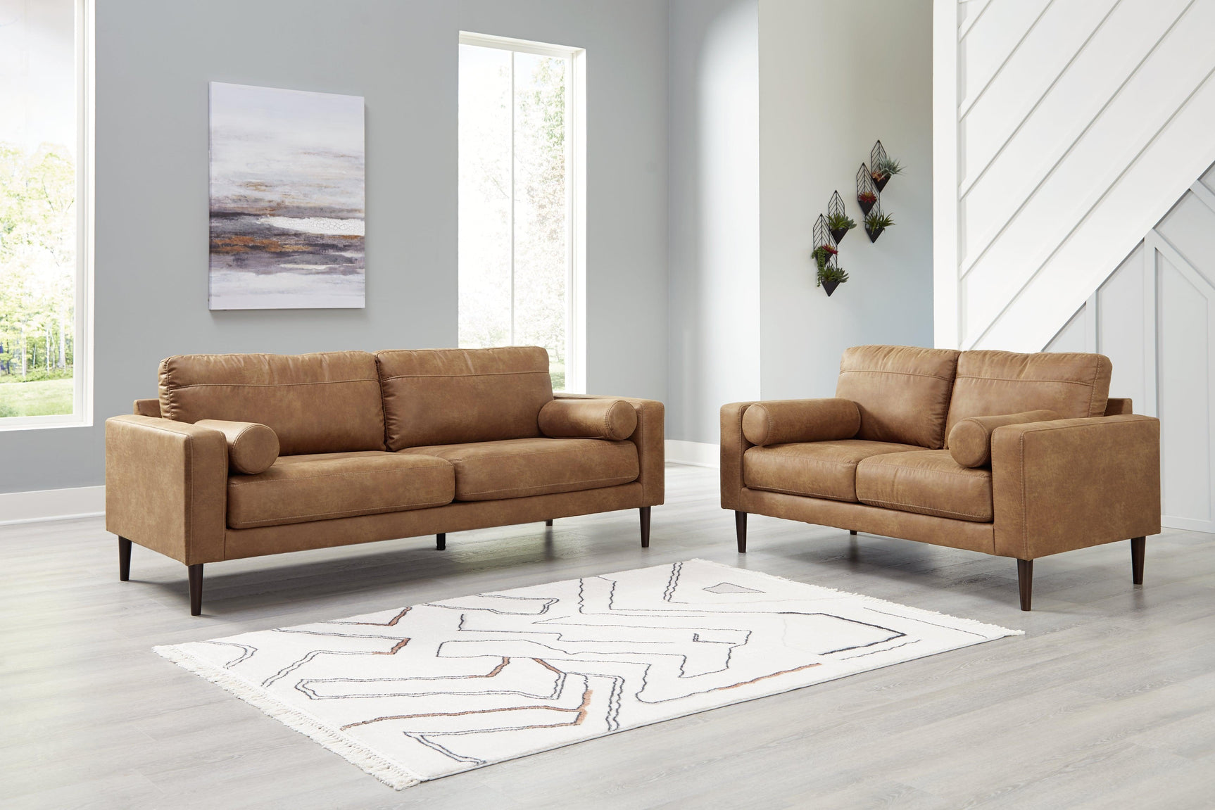 Telora Caramel Sofa And Loveseat - Ella Furniture