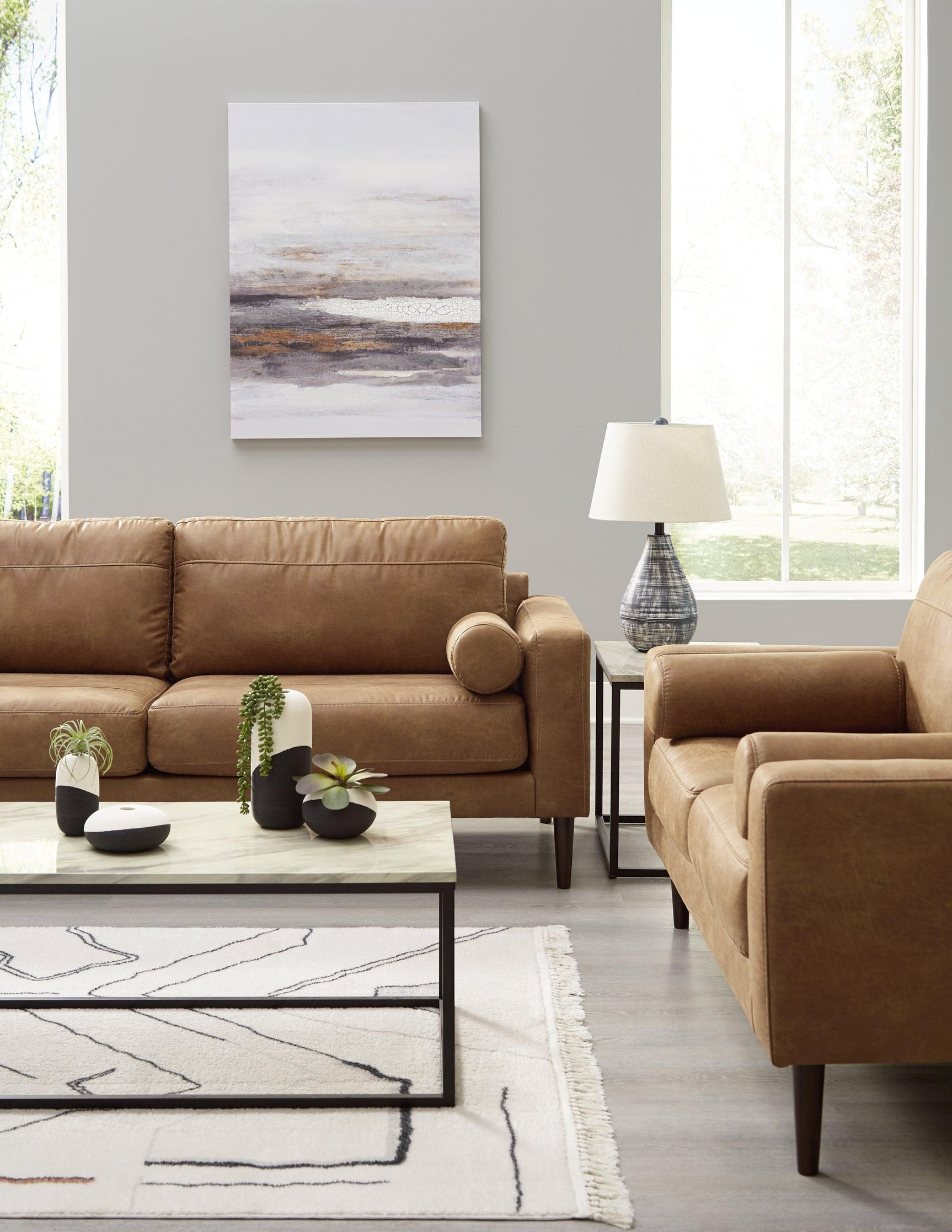 Telora Caramel Sofa And Loveseat - Ella Furniture