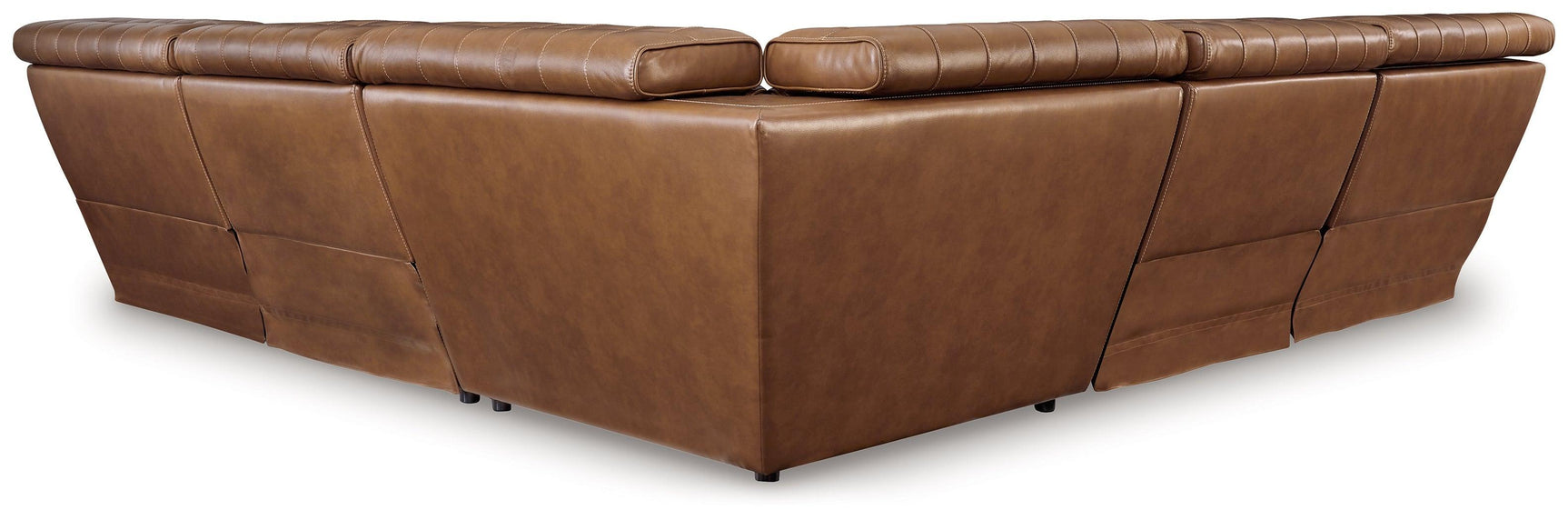 Temmpton Chocolate Leather 5-Piece Power Reclining Sectional - Ella Furniture