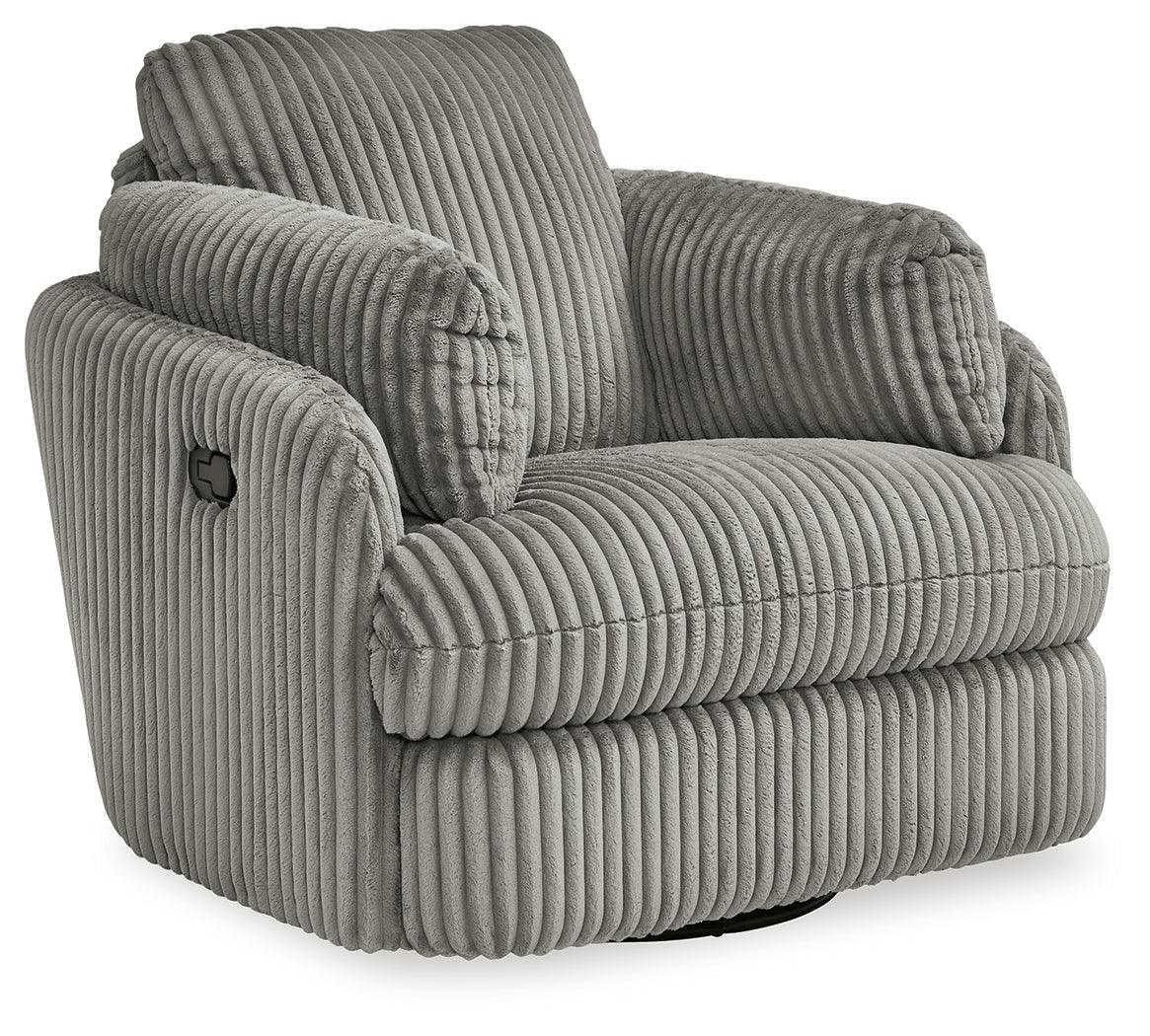 Tie-breaker Fog Velvet Swivel Glider Recliner - Ella Furniture