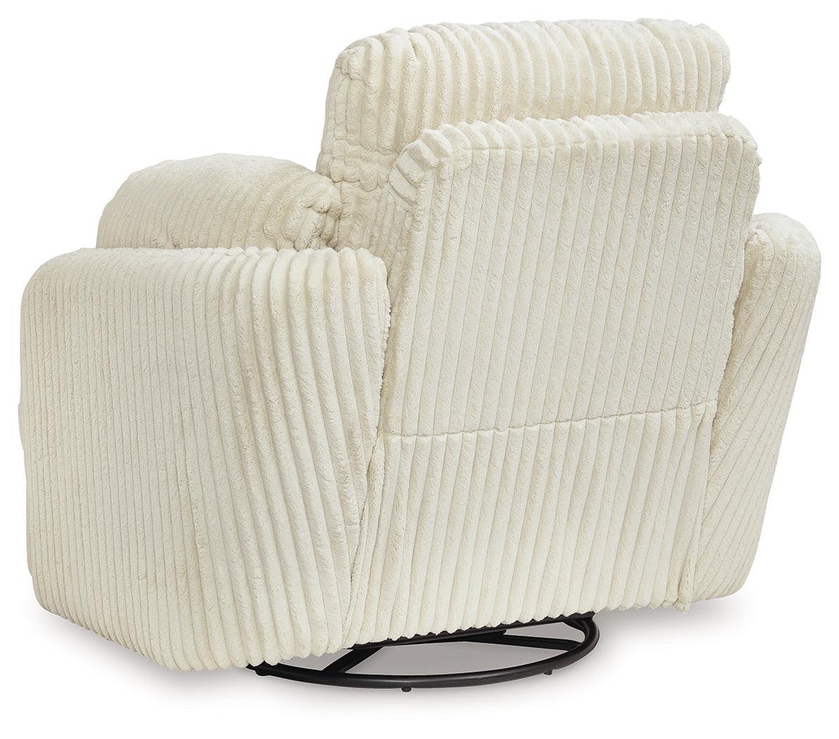 Tie-breaker Ivory Velvet Swivel Glider Recliner - Ella Furniture