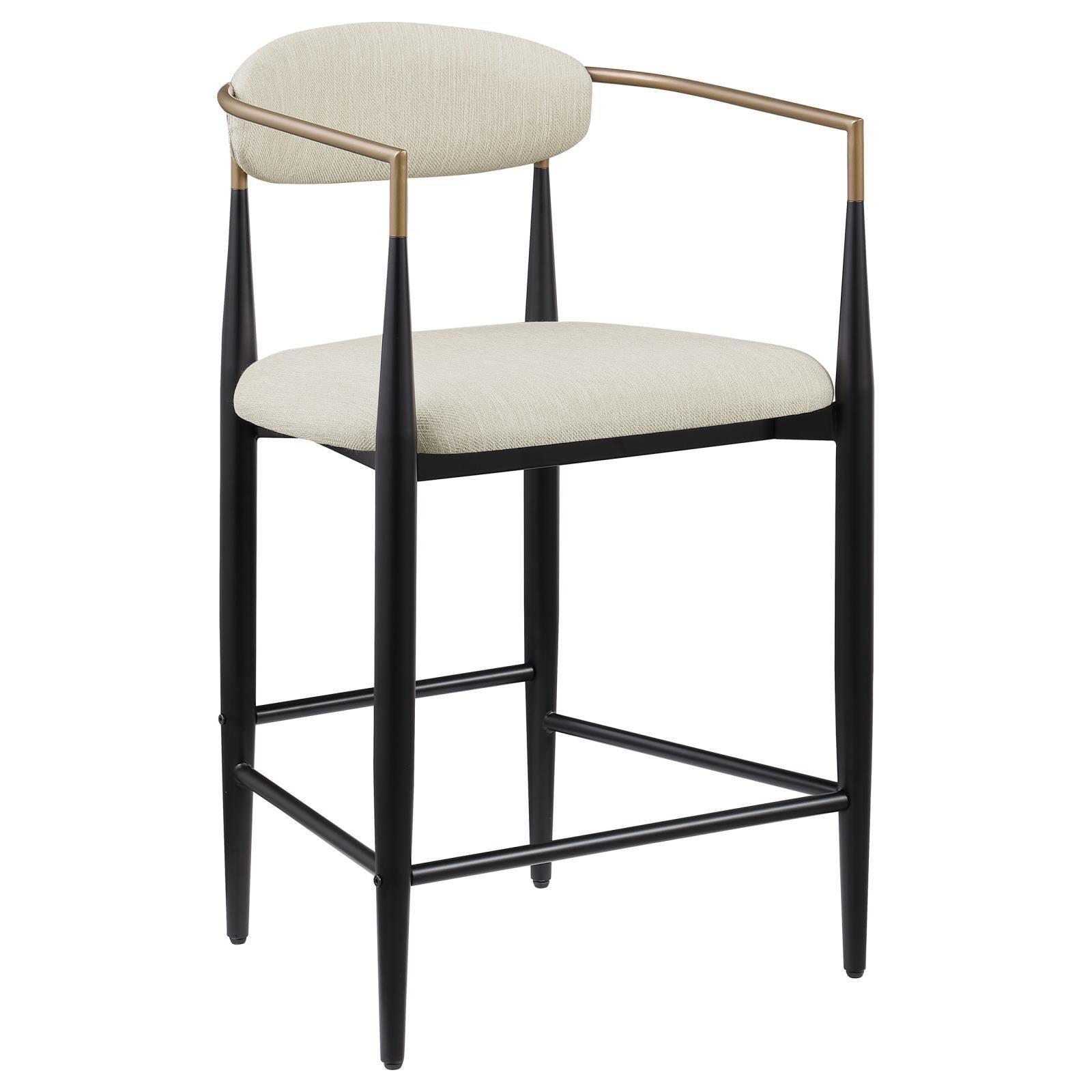 Tina Metal Counter Height Bar Stool With Upholstered Back And Seat Beige (Set Of 2) 121184 - Ella Furniture