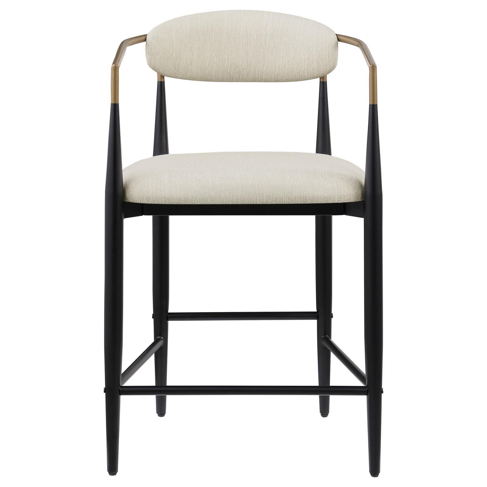 Tina Metal Counter Height Bar Stool With Upholstered Back And Seat Beige (Set Of 2) 121184 - Ella Furniture