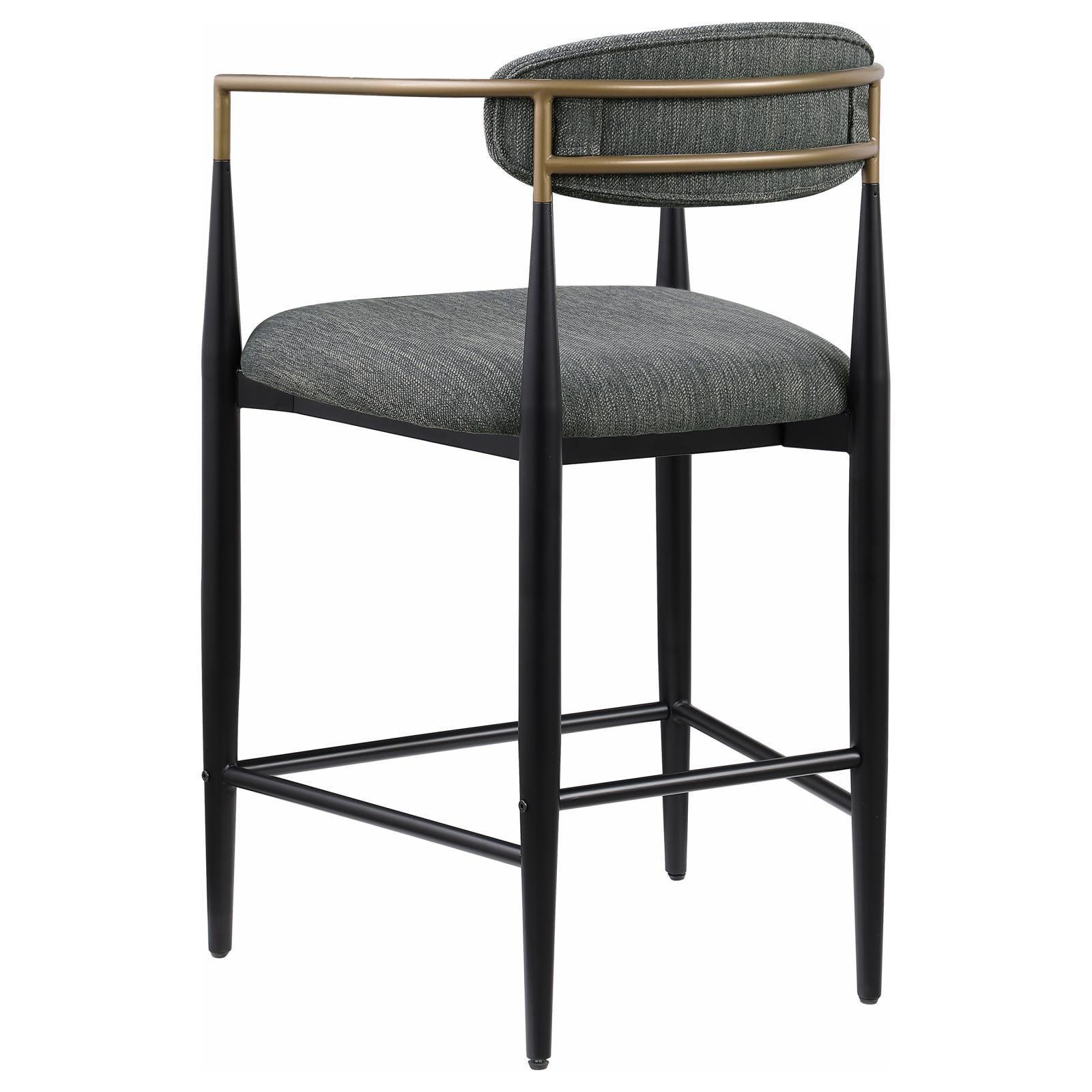 Tina Metal Counter Height Bar Stool With Upholstered Back And Seat Dark Grey (Set Of 2) 121186 - Ella Furniture