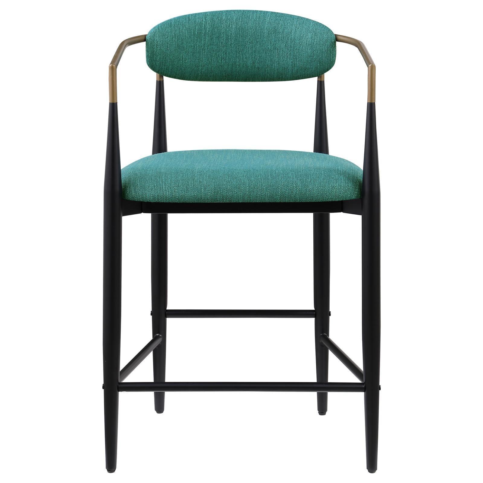 Tina Metal Counter Height Bar Stool With Upholstered Back And Seat Green (Set Of 2) 121185 - Ella Furniture