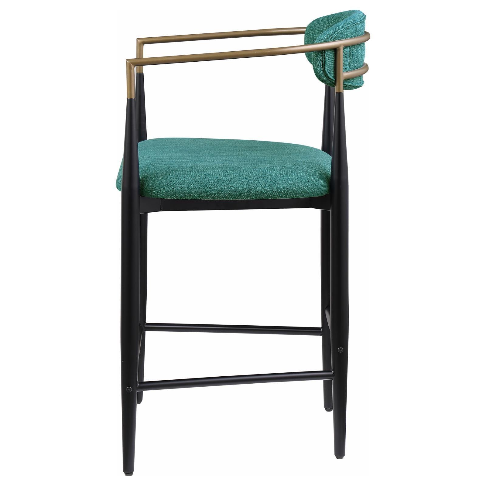 Tina Metal Counter Height Bar Stool With Upholstered Back And Seat Green (Set Of 2) 121185 - Ella Furniture