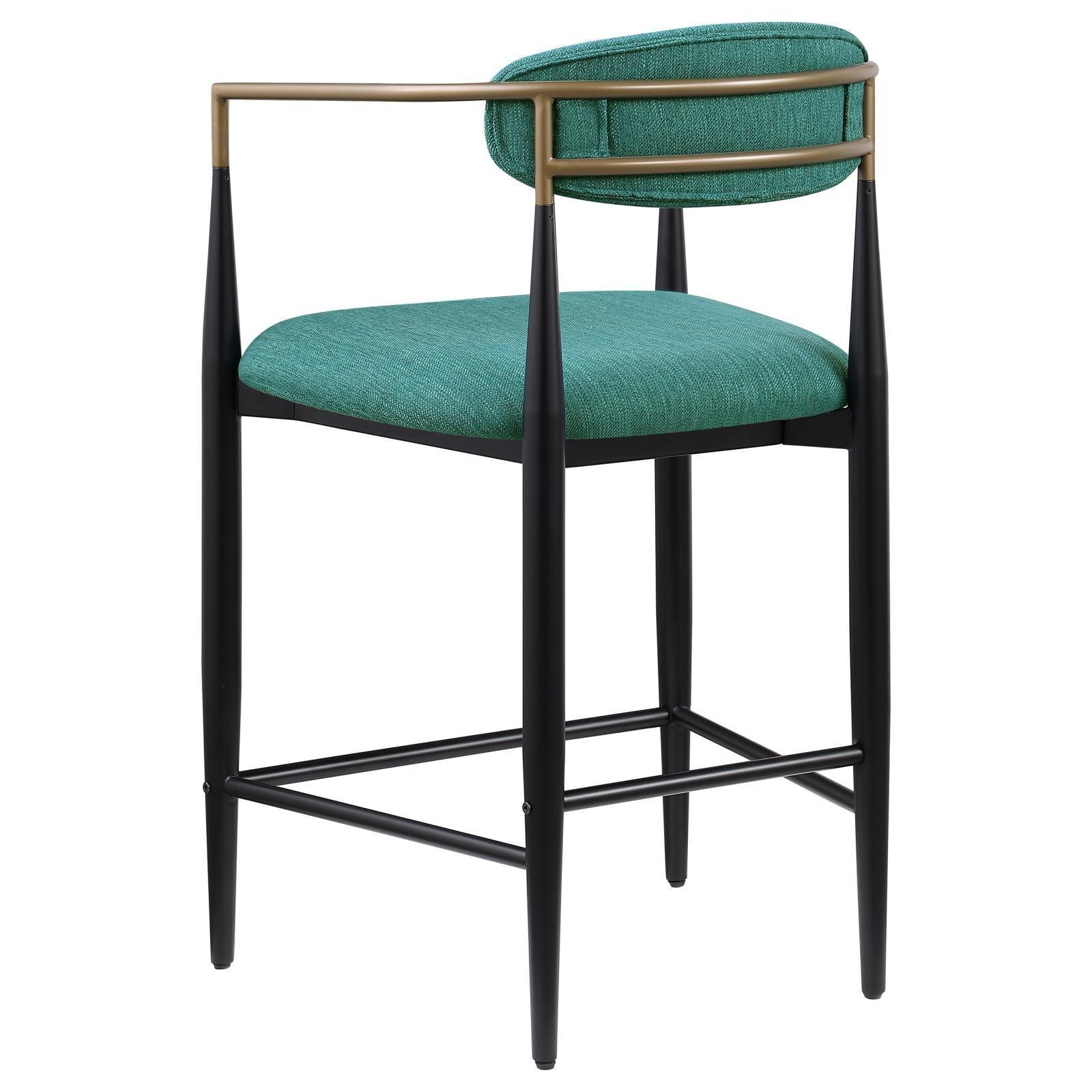 Tina Metal Counter Height Bar Stool With Upholstered Back And Seat Green (Set Of 2) 121185 - Ella Furniture
