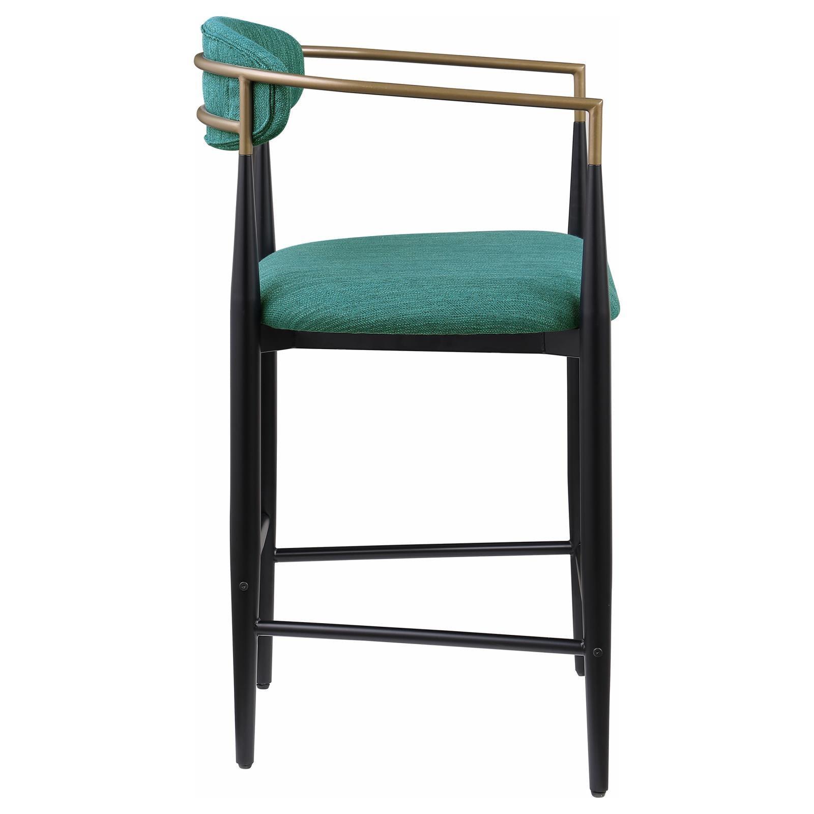 Tina Metal Counter Height Bar Stool With Upholstered Back And Seat Green (Set Of 2) 121185 - Ella Furniture