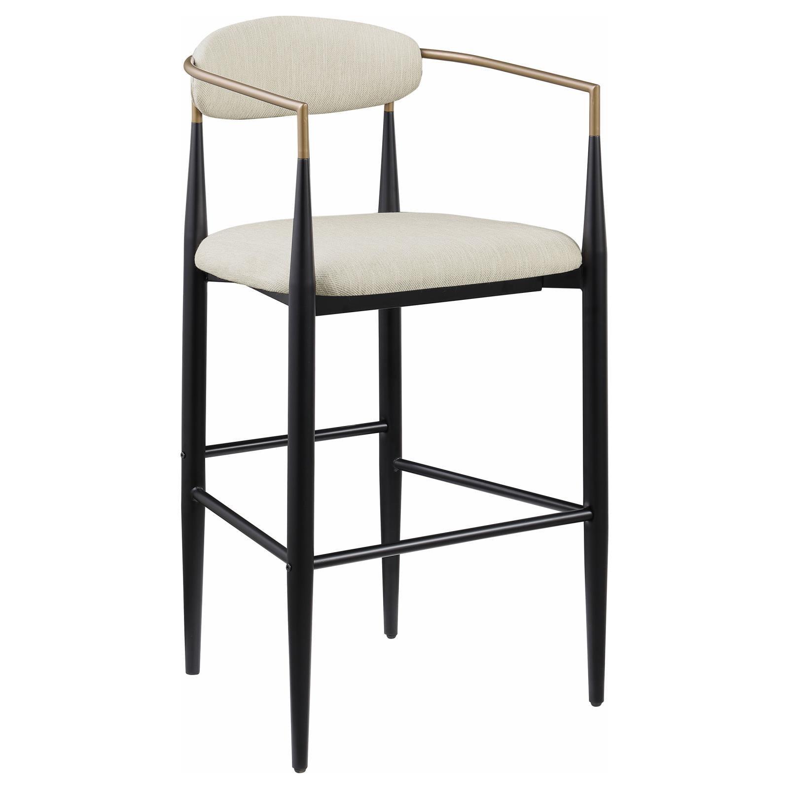 Tina Metal Pub Height Bar Stool With Upholstered Back And Seat Beige (Set Of 2) 121187 - Ella Furniture