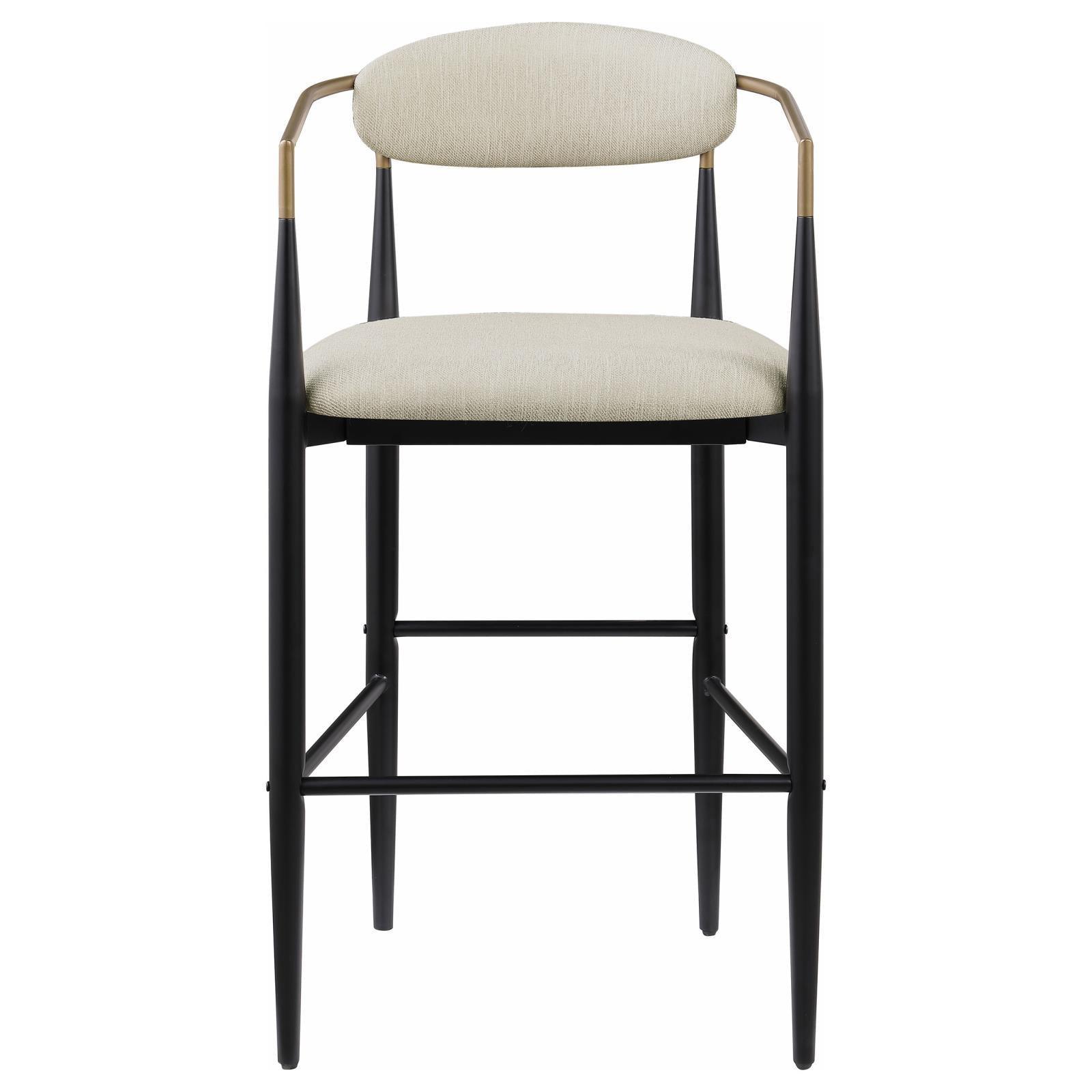 Tina Metal Pub Height Bar Stool With Upholstered Back And Seat Beige (Set Of 2) 121187 - Ella Furniture