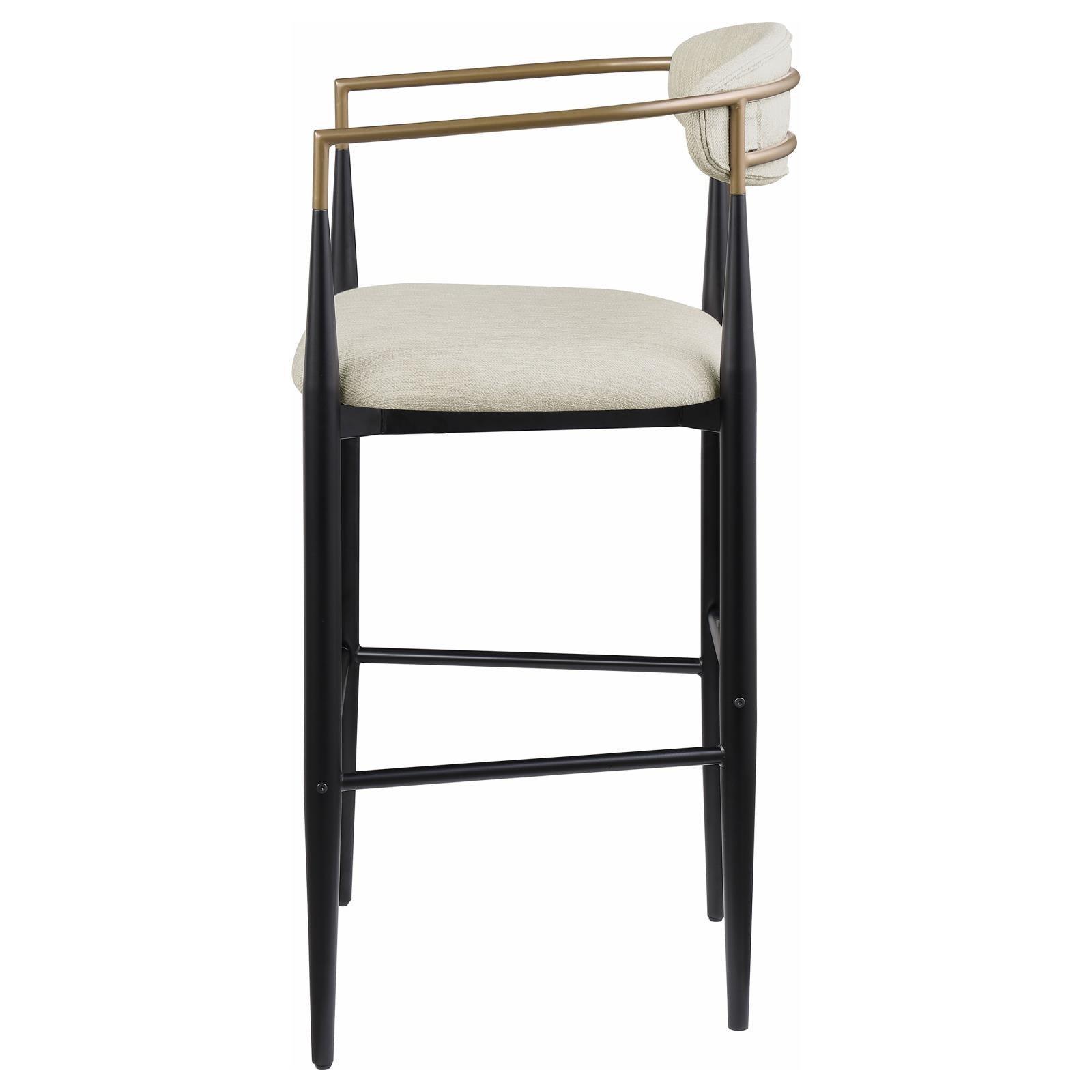 Tina Metal Pub Height Bar Stool With Upholstered Back And Seat Beige (Set Of 2) 121187 - Ella Furniture