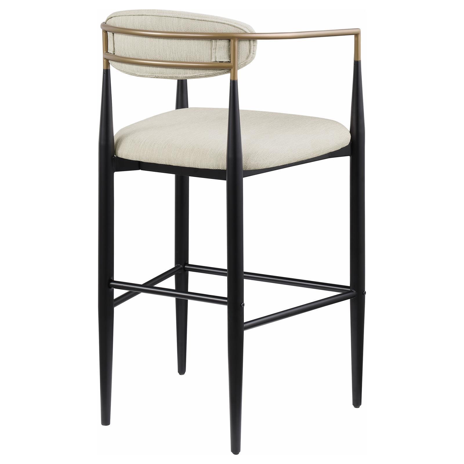 Tina Metal Pub Height Bar Stool With Upholstered Back And Seat Beige (Set Of 2) 121187 - Ella Furniture