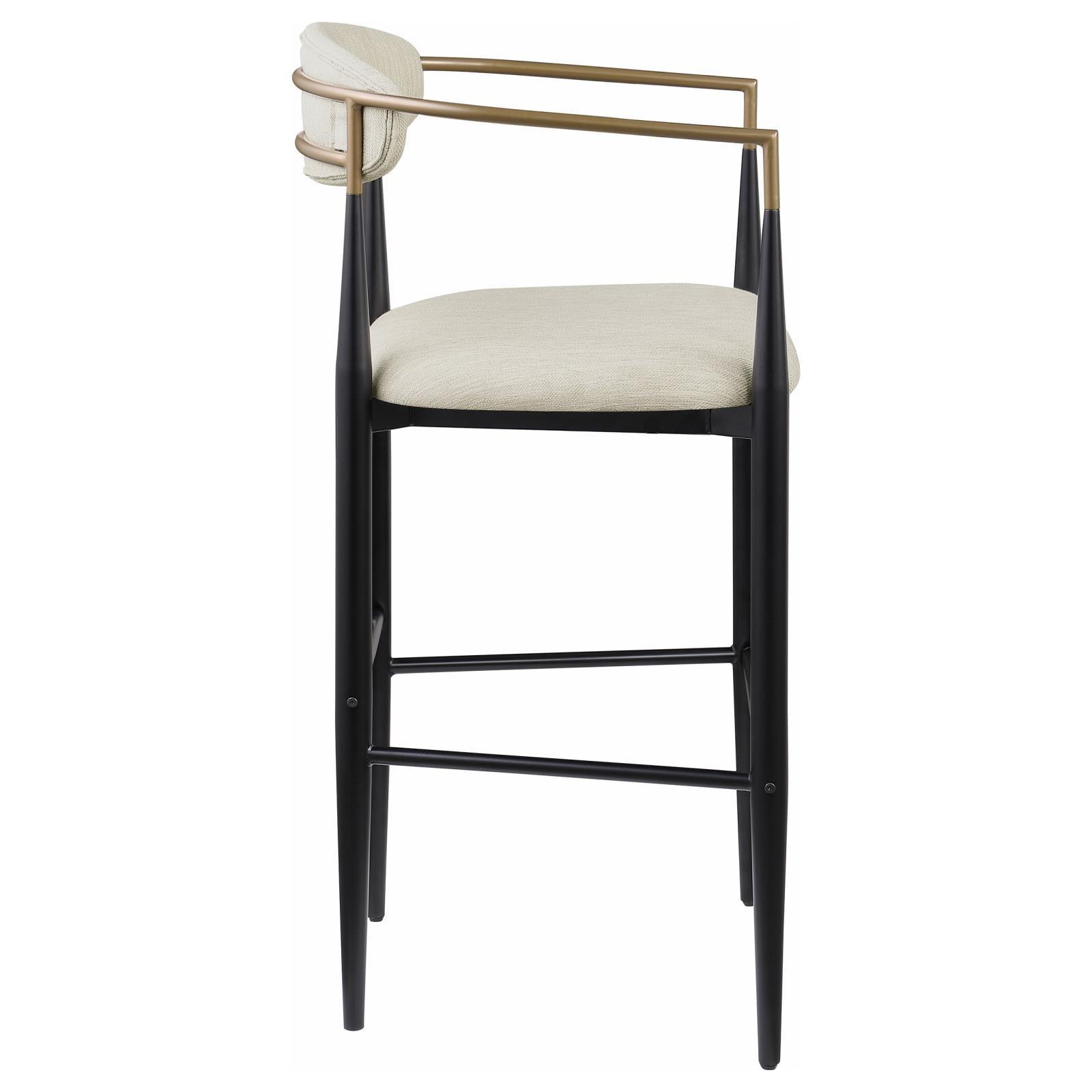 Tina Metal Pub Height Bar Stool With Upholstered Back And Seat Beige (Set Of 2) 121187 - Ella Furniture