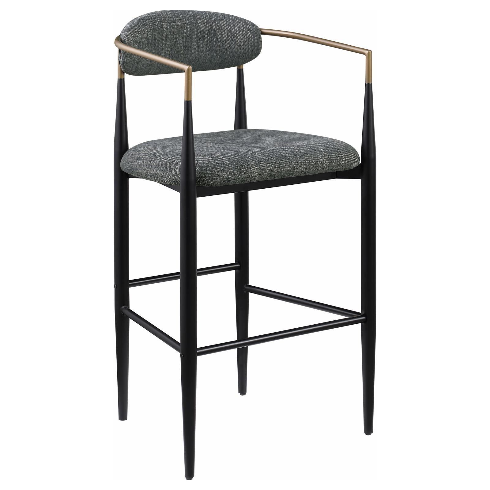Tina Metal Pub Height Bar Stool With Upholstered Back And Seat Dark Grey (Set Of 2) 121189 - Ella Furniture
