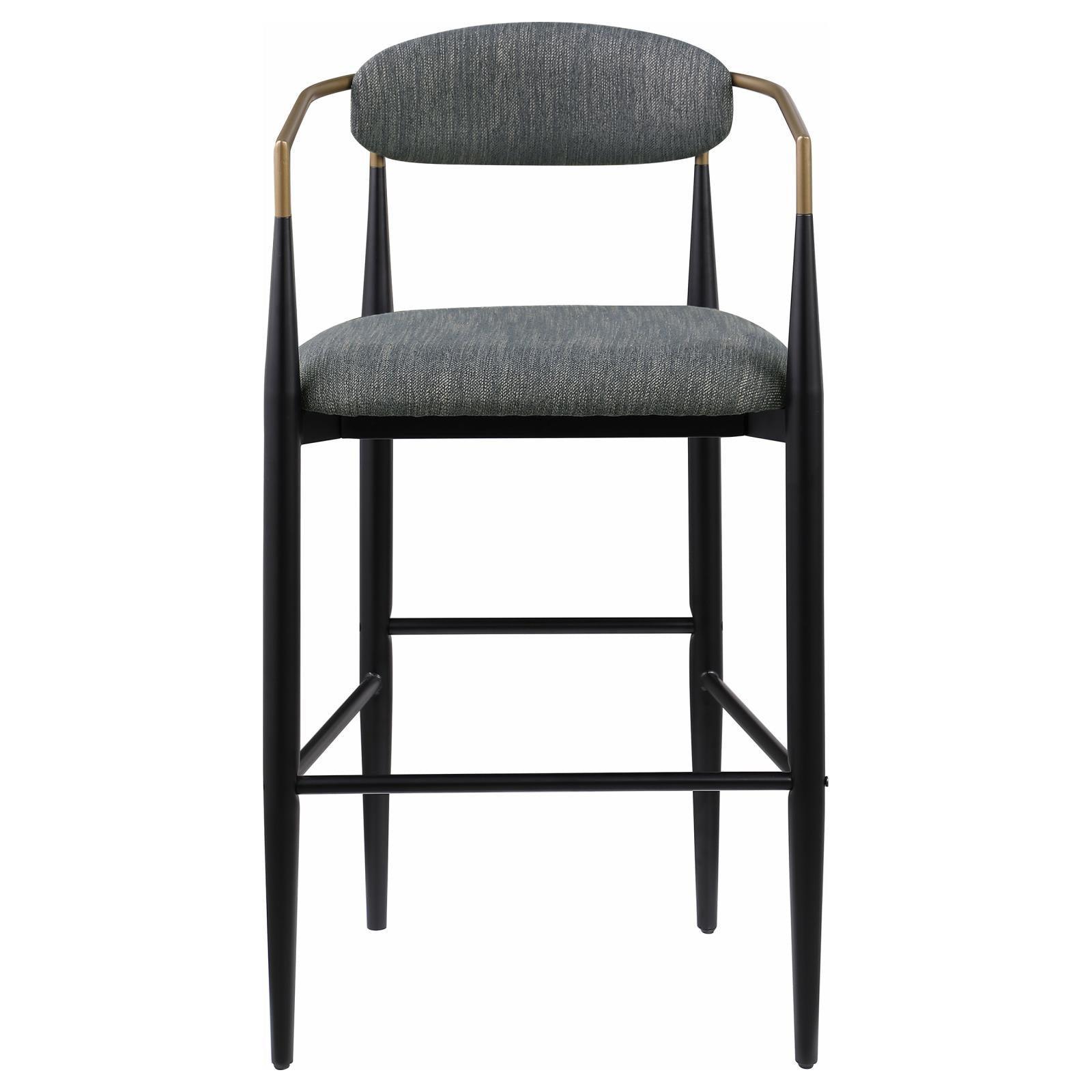 Tina Metal Pub Height Bar Stool With Upholstered Back And Seat Dark Grey (Set Of 2) 121189 - Ella Furniture