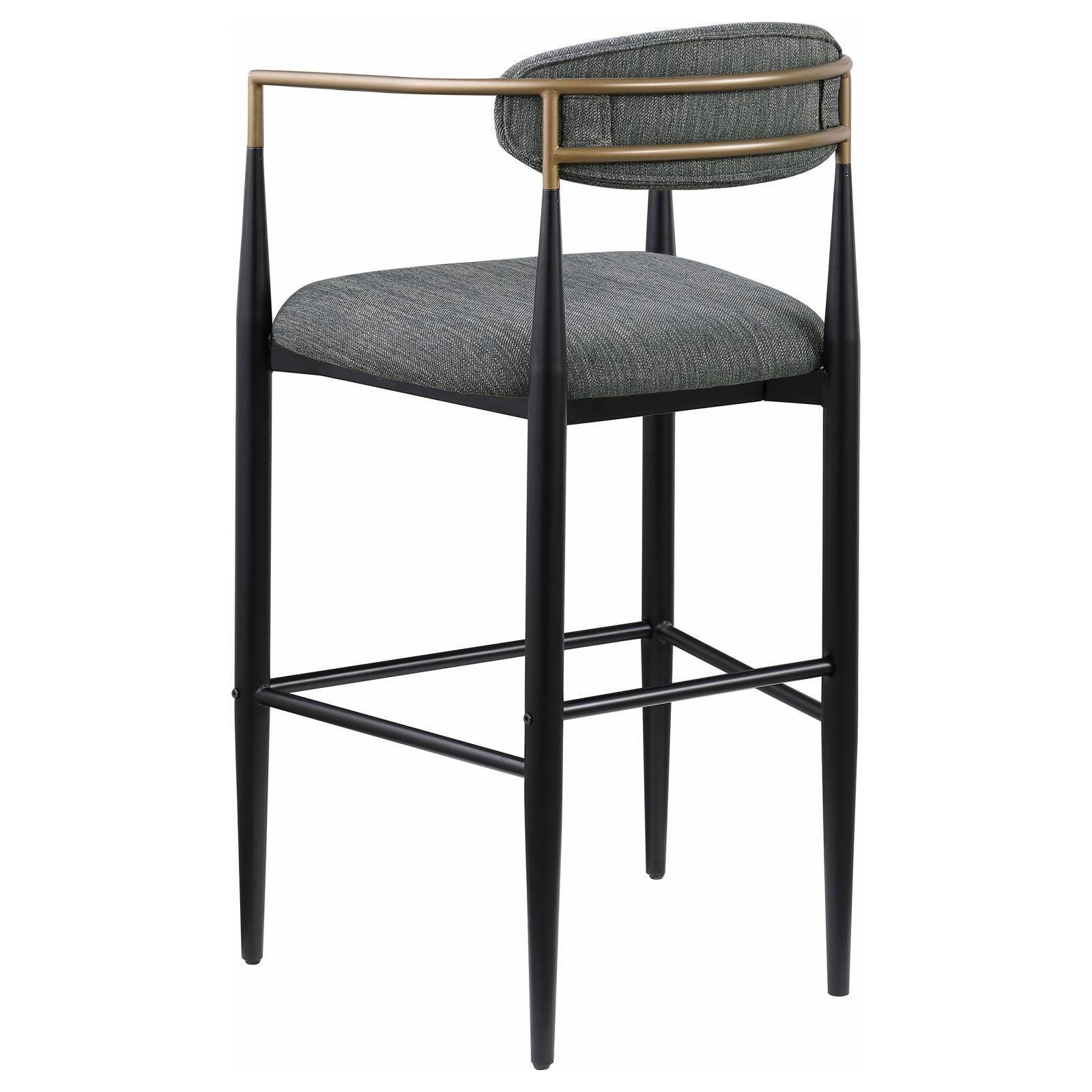 Tina Metal Pub Height Bar Stool With Upholstered Back And Seat Dark Grey (Set Of 2) 121189 - Ella Furniture