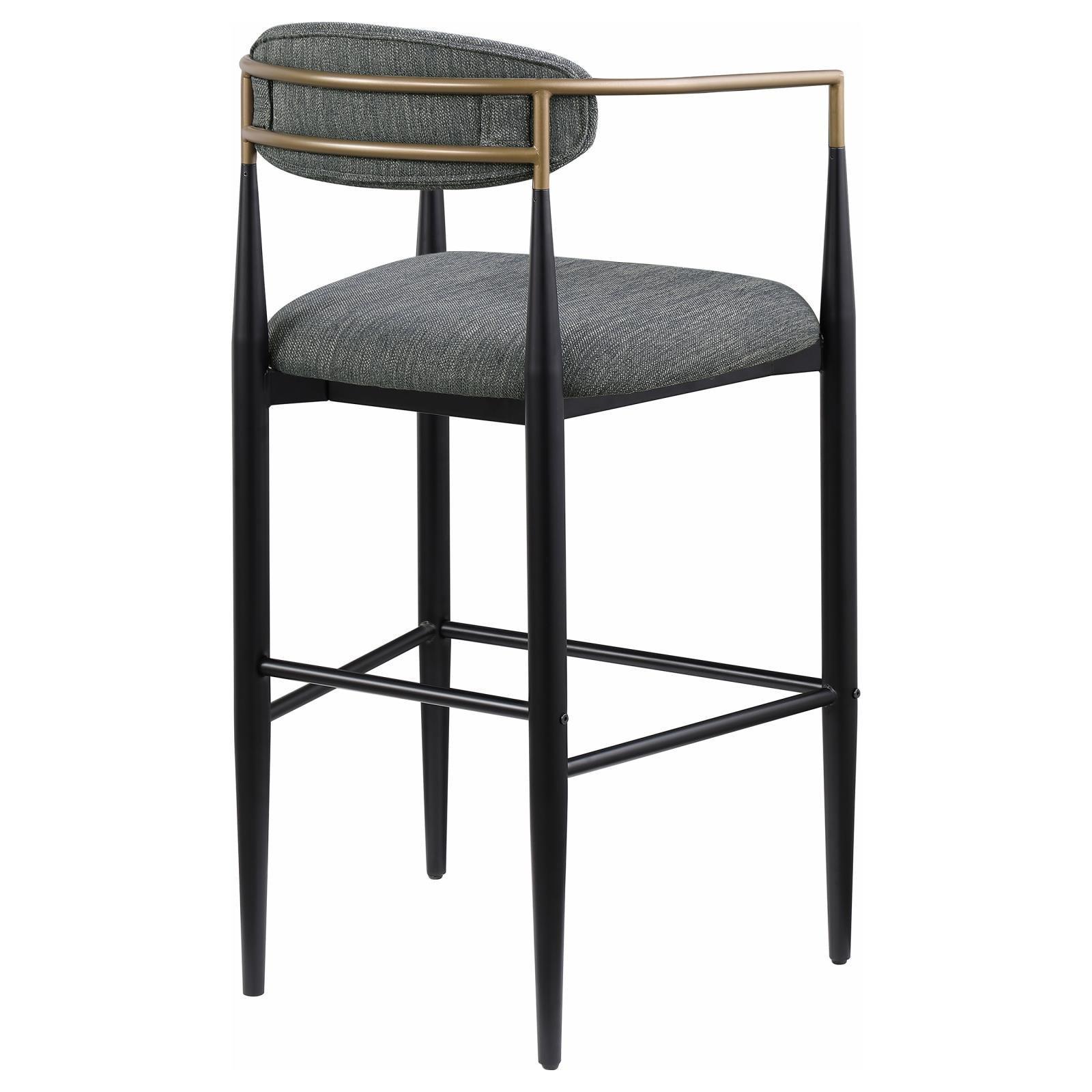 Tina Metal Pub Height Bar Stool With Upholstered Back And Seat Dark Grey (Set Of 2) 121189 - Ella Furniture