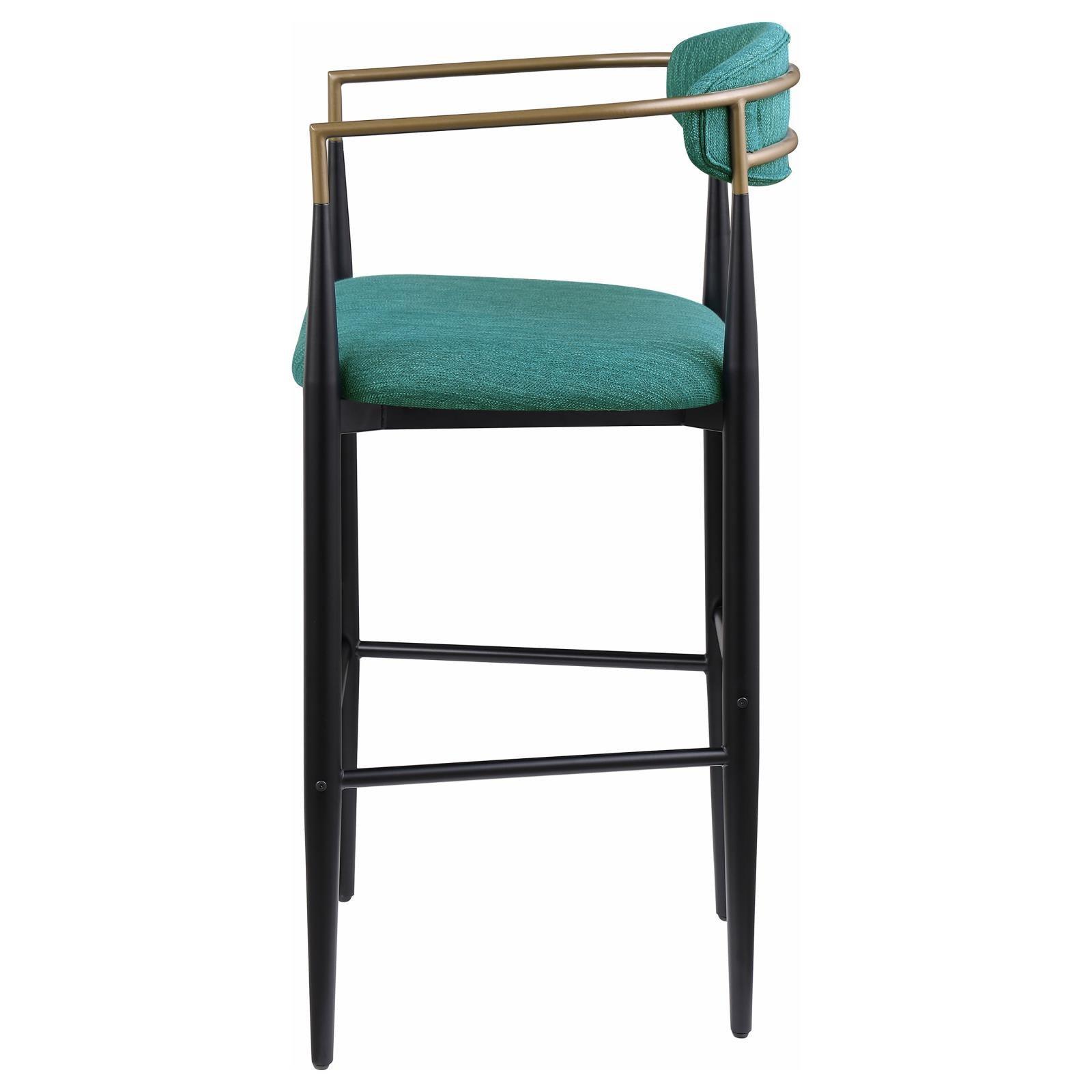 Tina Metal Pub Height Bar Stool With Upholstered Back And Seat Green (Set Of 2) 121188 - Ella Furniture